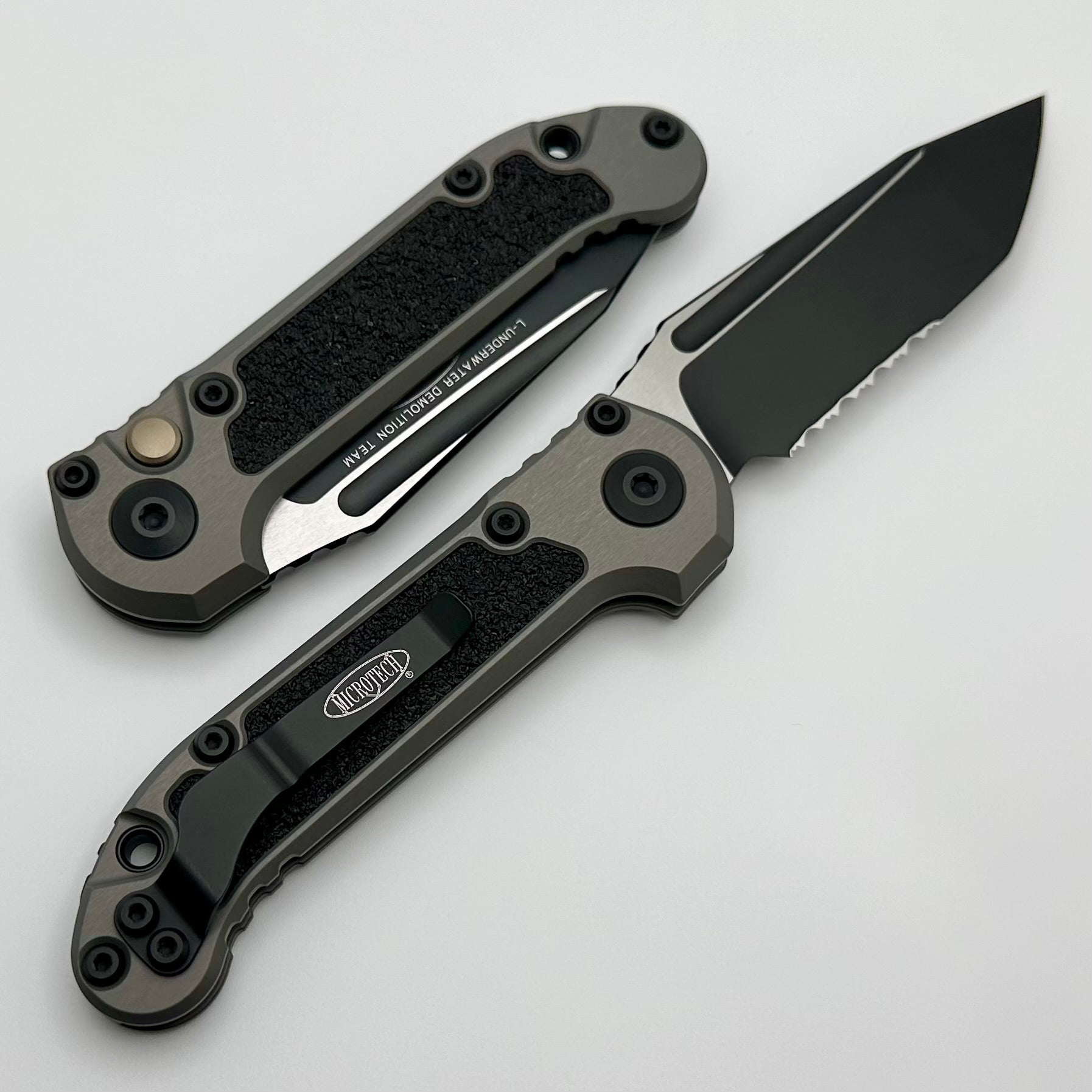 Premium Microtech LUDT Gen III Tanto Tactical Knife - Black & Natural Clear Handle