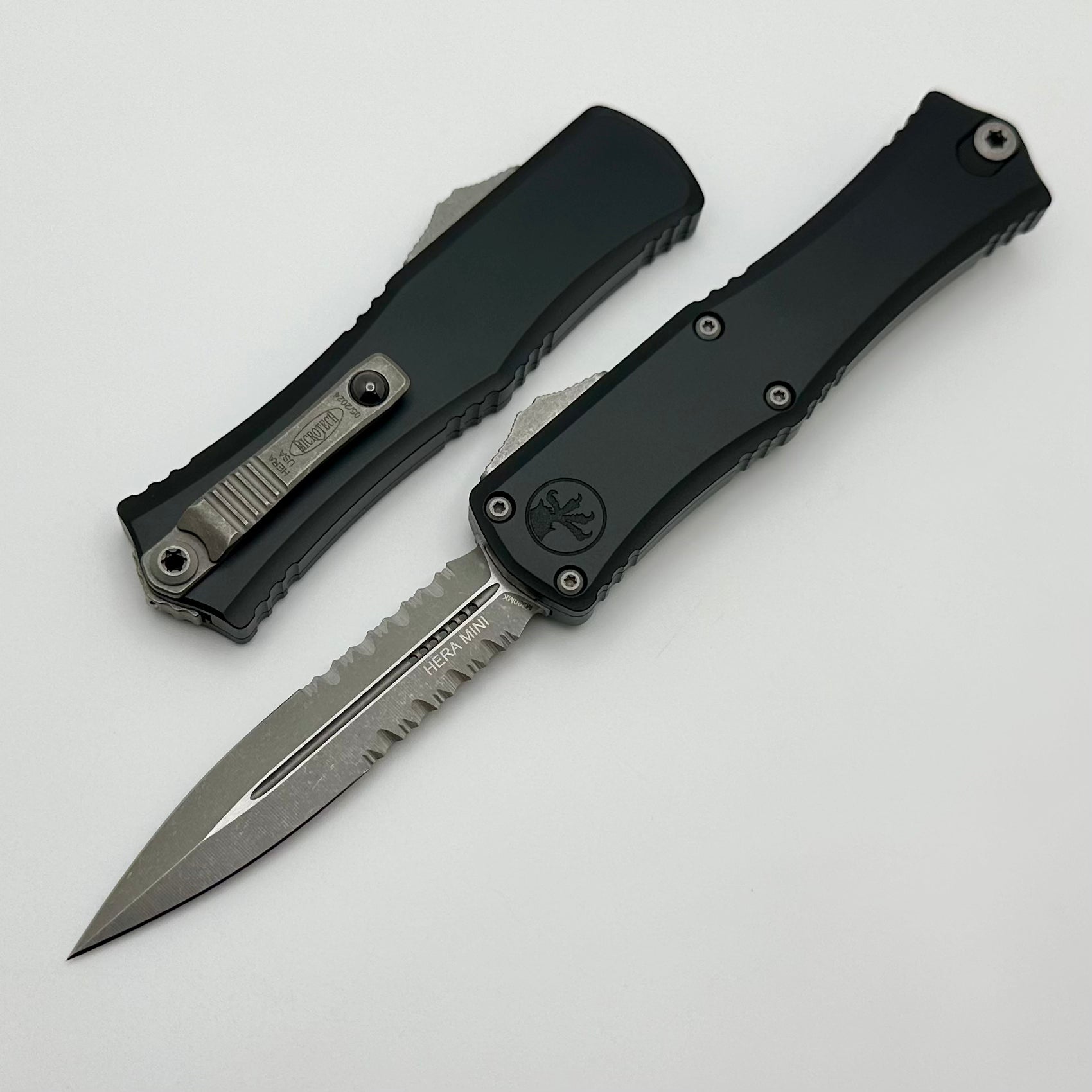 Premium Microtech Mini Hera Apocalyptic Double Edge Knife - Black Handle