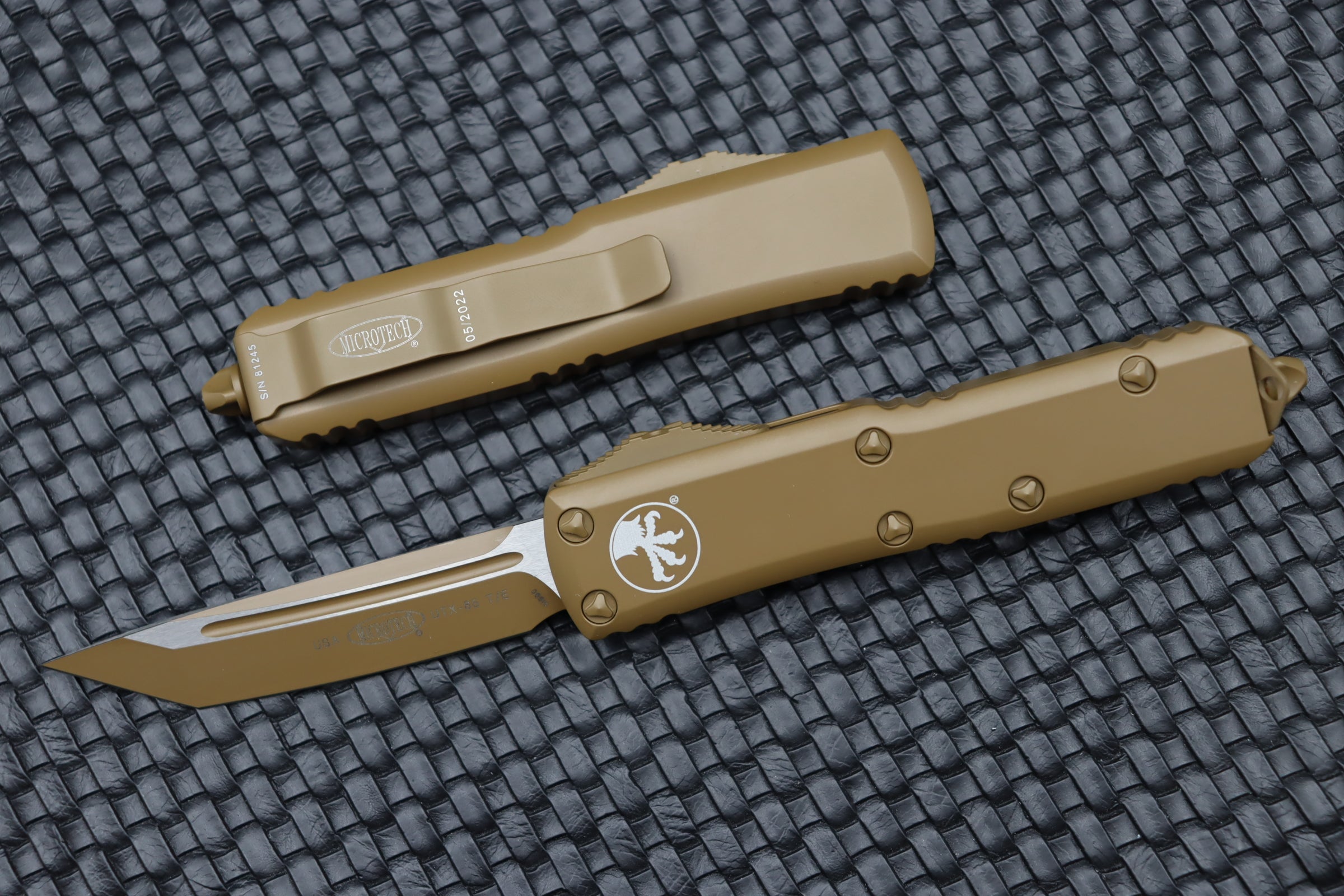 Premium Microtech UTX-85 Tanto Cerakote Tan EDC Knife