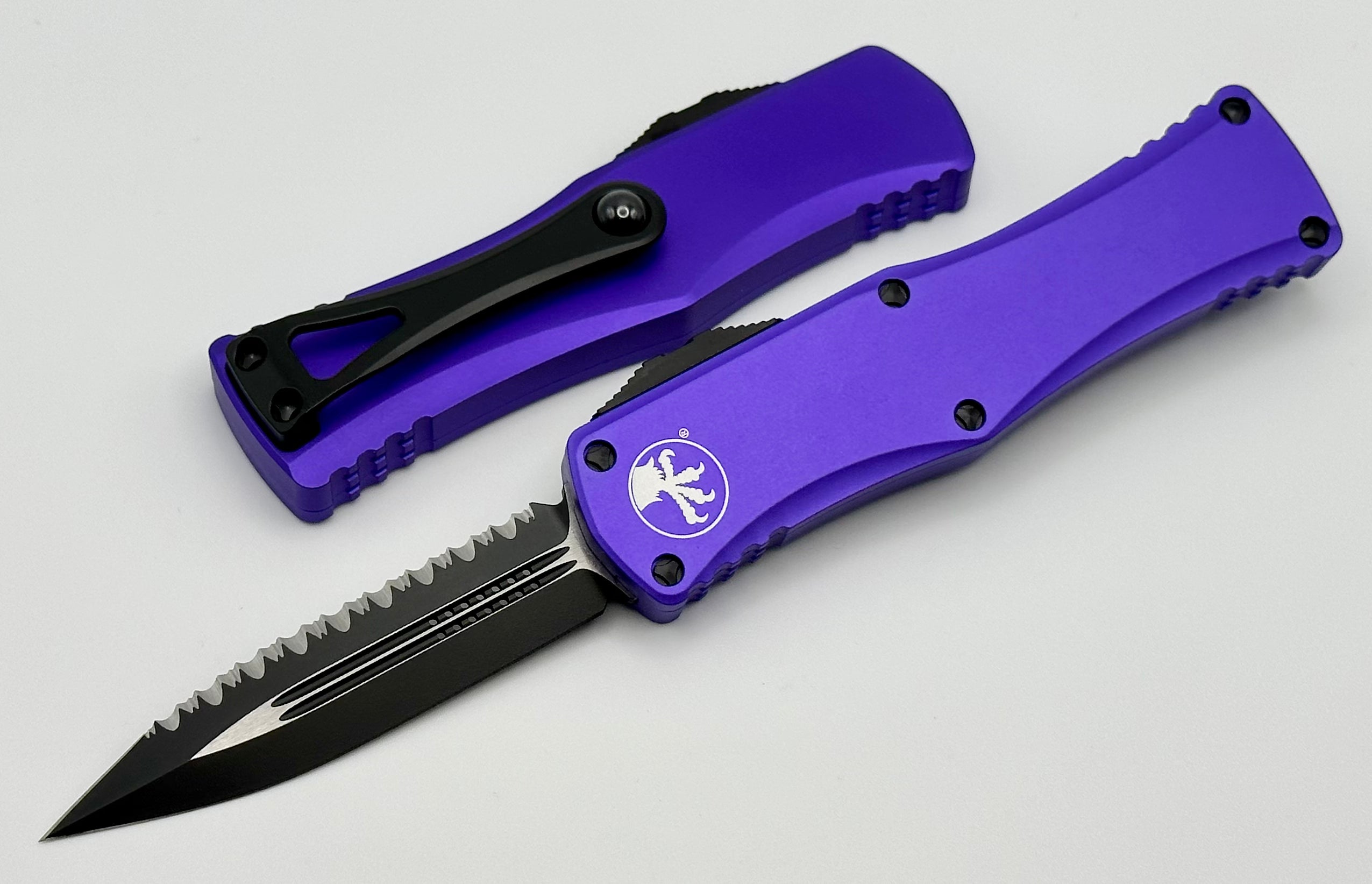 Premium Microtech Hera Double Edge Tactical Knife - Black & Purple