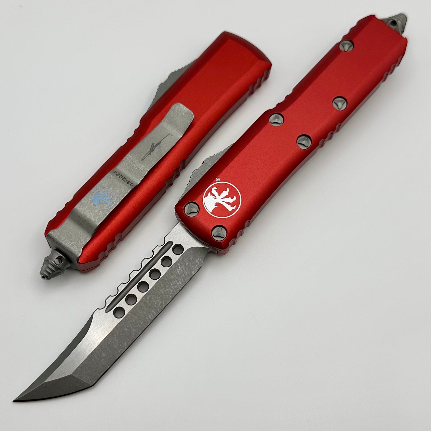 Premium Microtech UTX-85 Hellhound Apocalyptic Red Tactical Knife