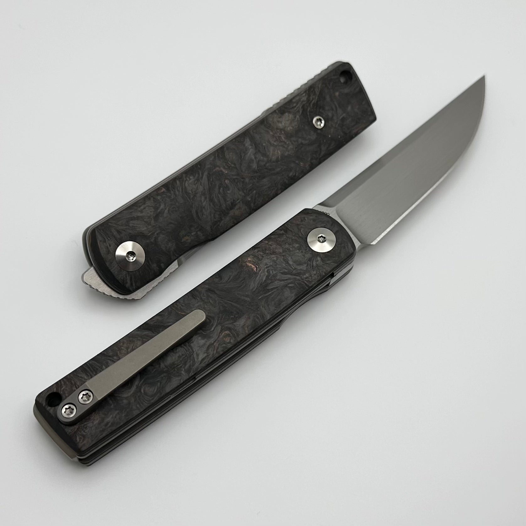 Premium Reate Bushido Folding Knife - Dark Matter Copper & Carbon Fiber Handles