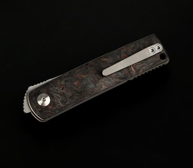 Premium Reate Bushido Folding Knife - Dark Matter Copper & Carbon Fiber Handles