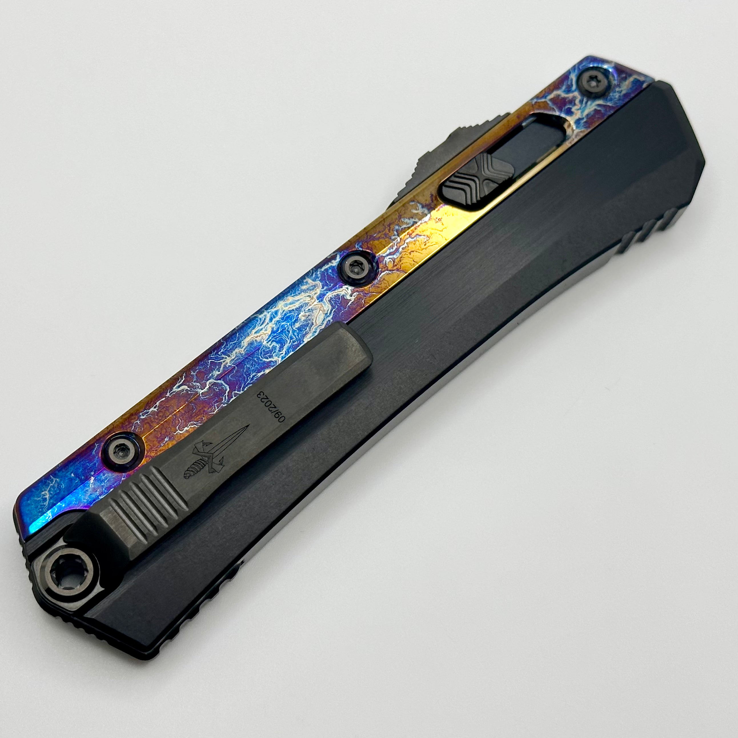 Marfione Custom Glykon Ultimate Damascus Knife - Galactic Acid Overlays