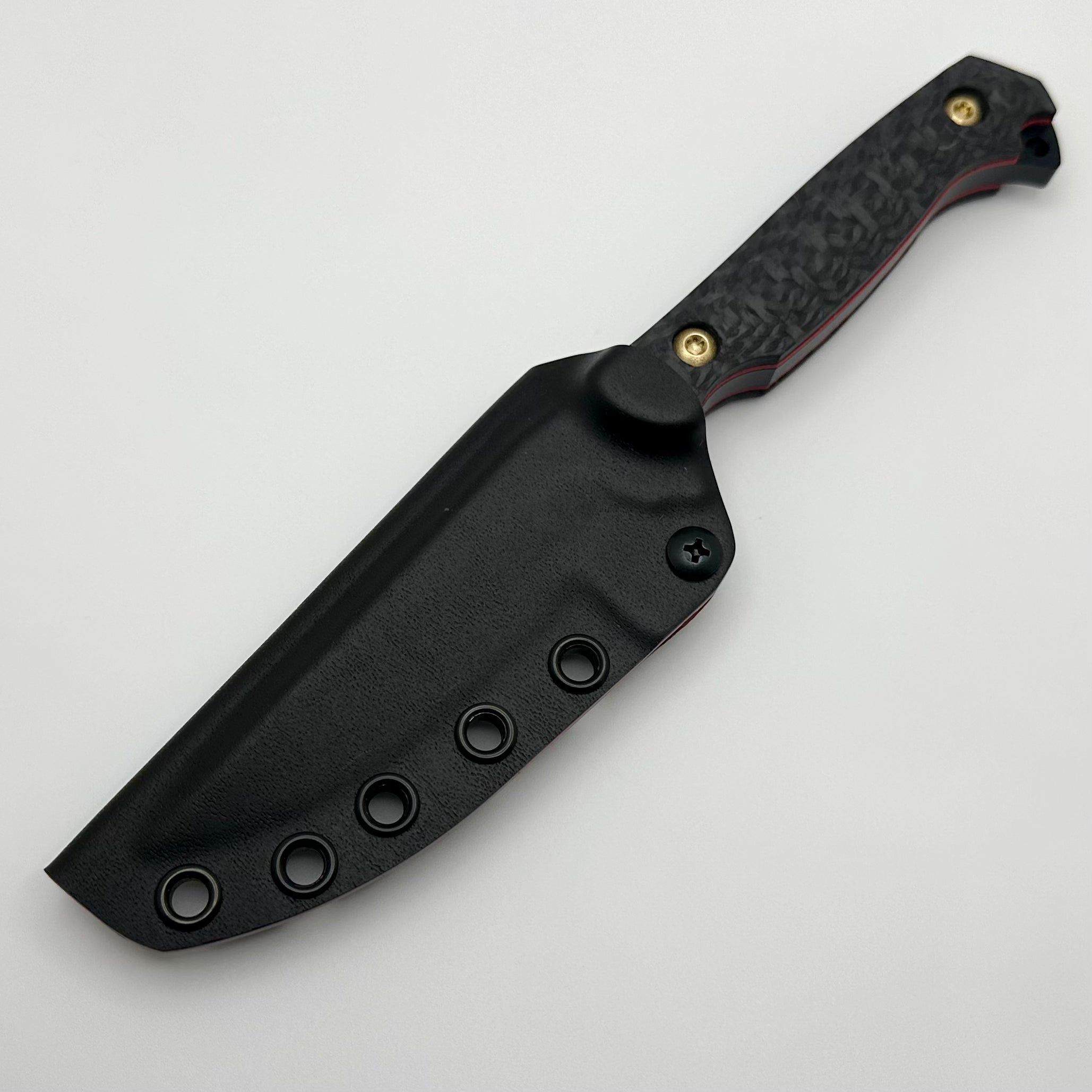 Toor Knives Krypteia S Premium Fixed Blade - Carbon Fiber & Red G-10 with Black M4 Steel