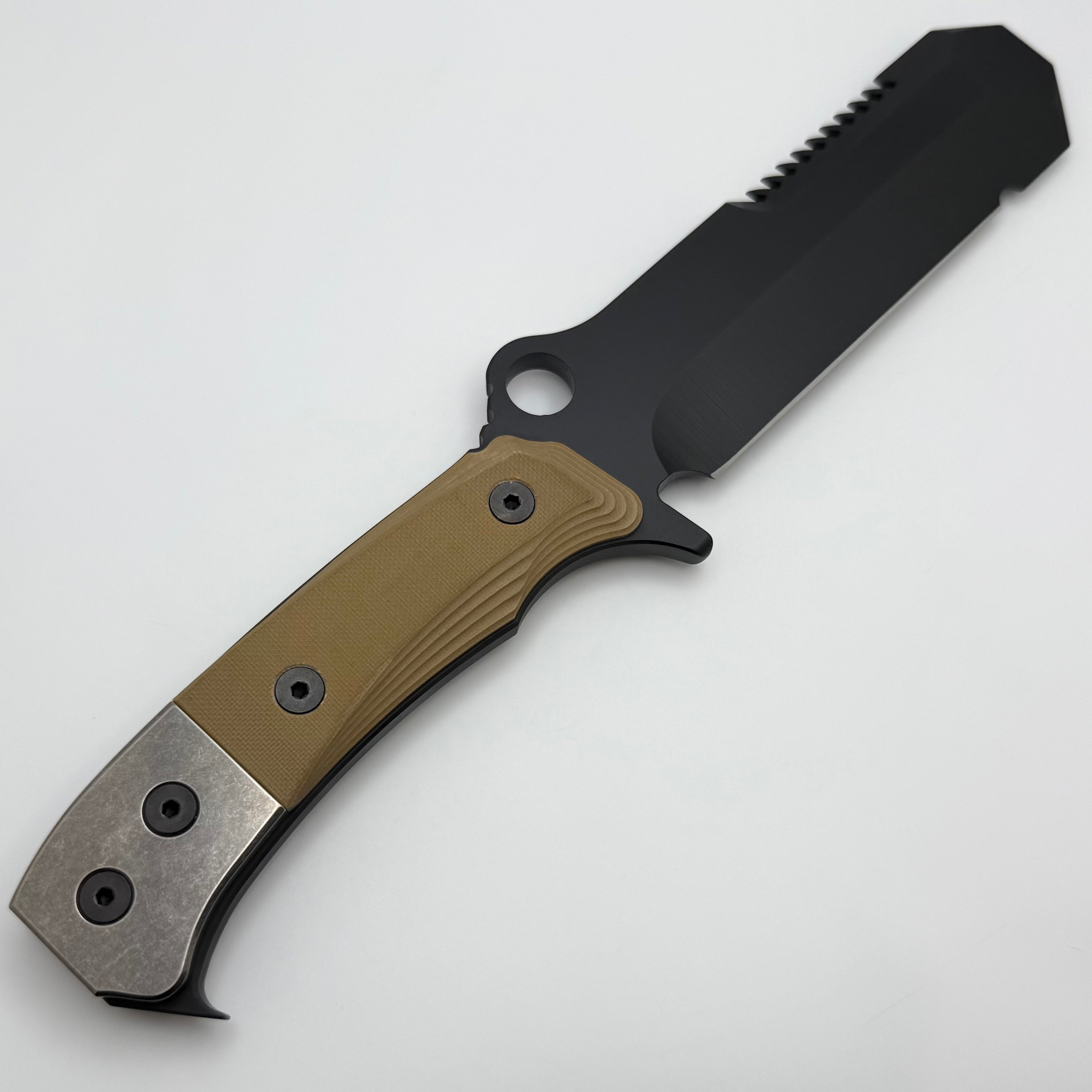 Premium Medford USMC EOD Tactical Fixed Blade Knife - Coyote G-10 & DLC 3V