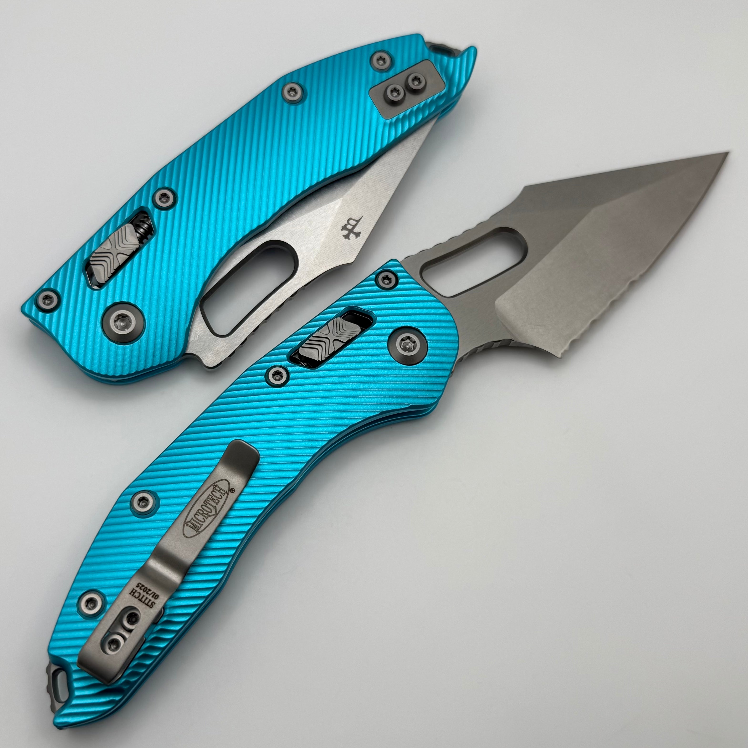 Microtech Stitch RAM LOK: Premium Manual Folding Knife with Turquoise Aluminum Handle