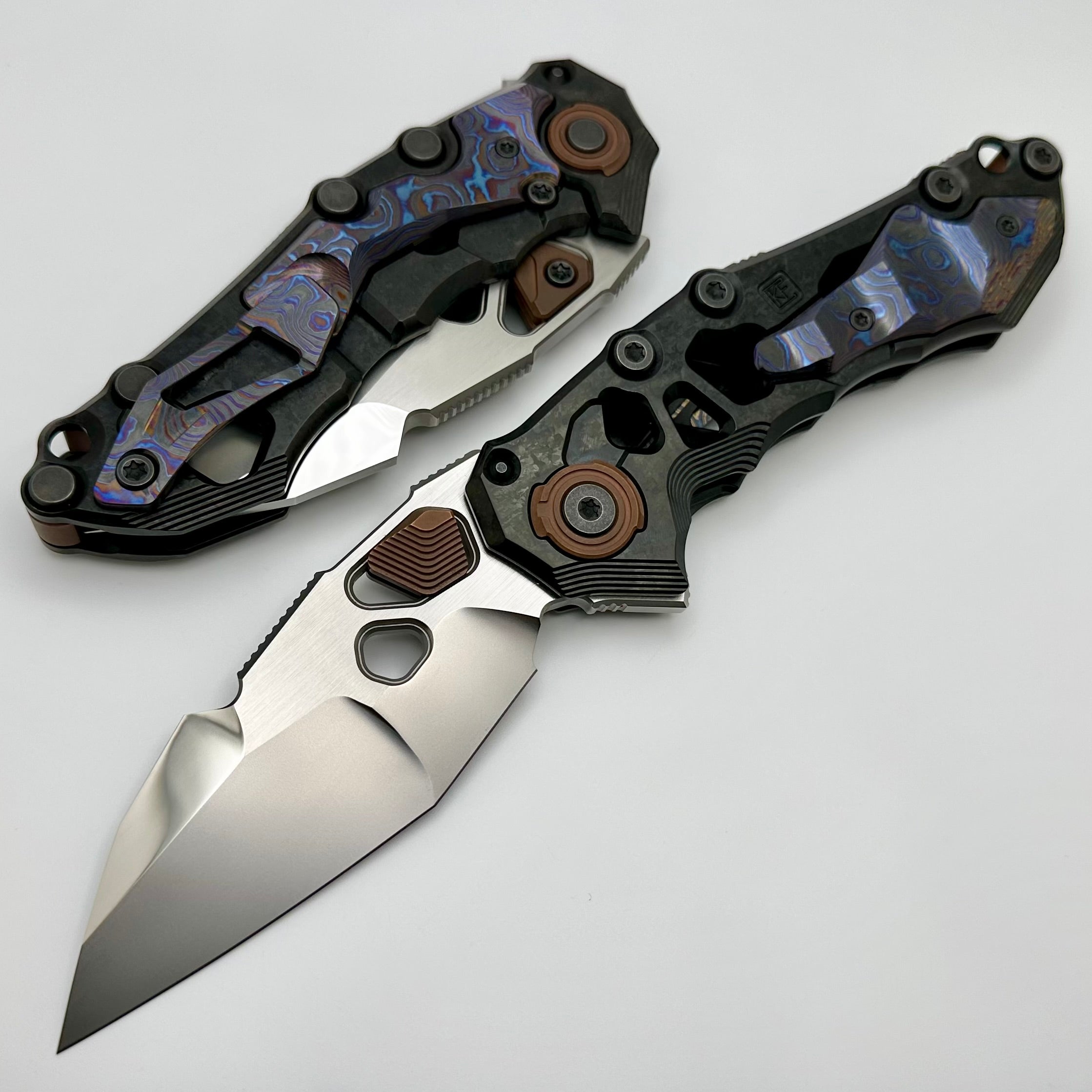 Premium CKF Traktor Crystal Ti/ZircuTi/Copper Folding Knife with Tri-Tone M390 Blade