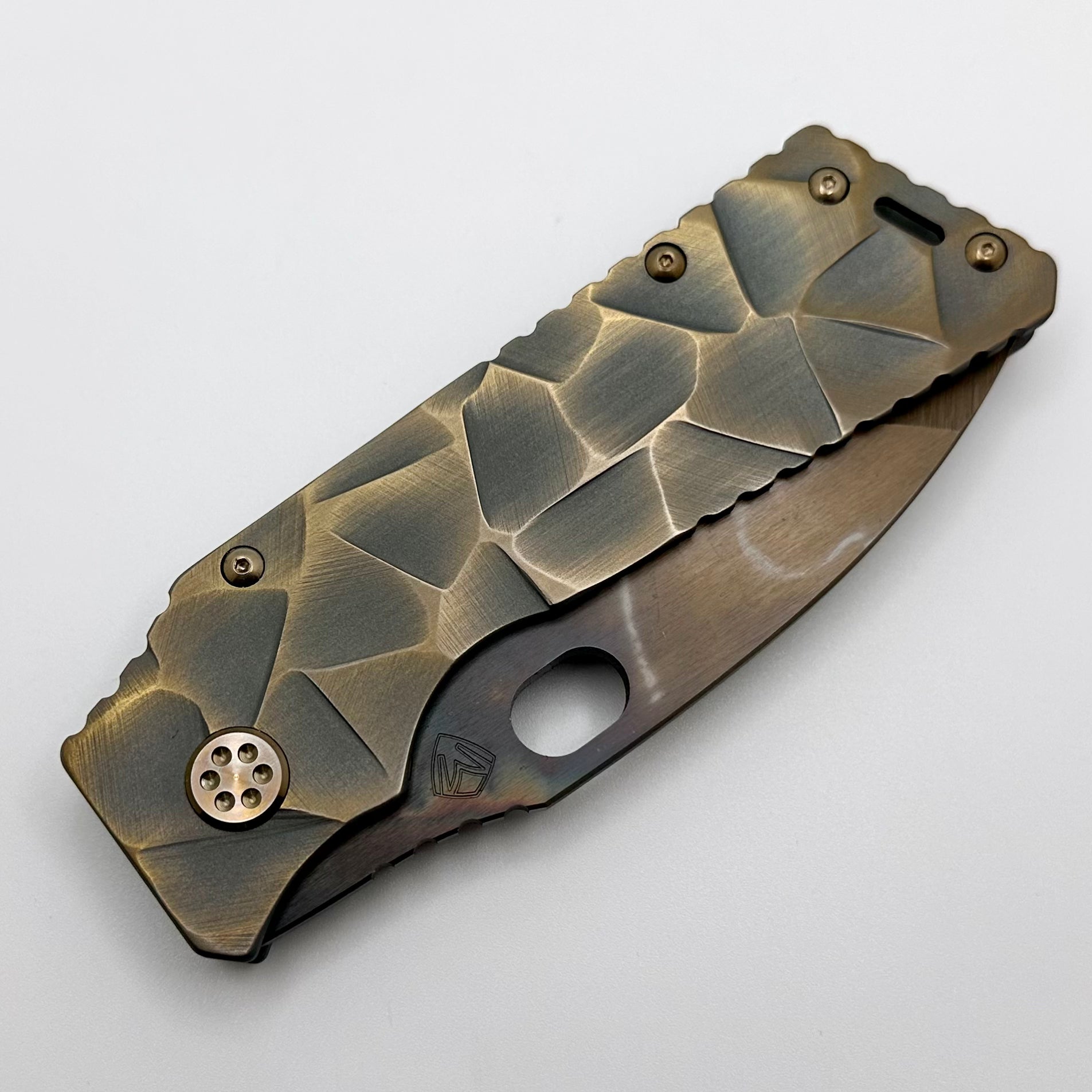 Medford TFF-1 S45VN Premium Folding Knife with Sculpted Glass Handles & Bronze Hardware