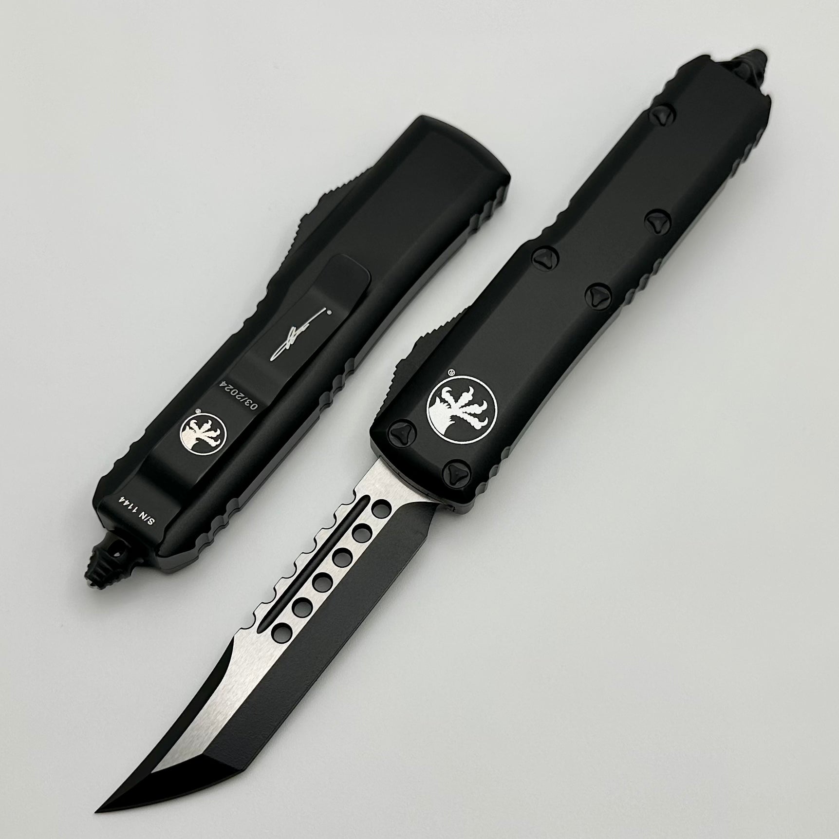 Microtech UTX-85 Hellhound Black Tactical EDC Knife - Premium M390 Steel