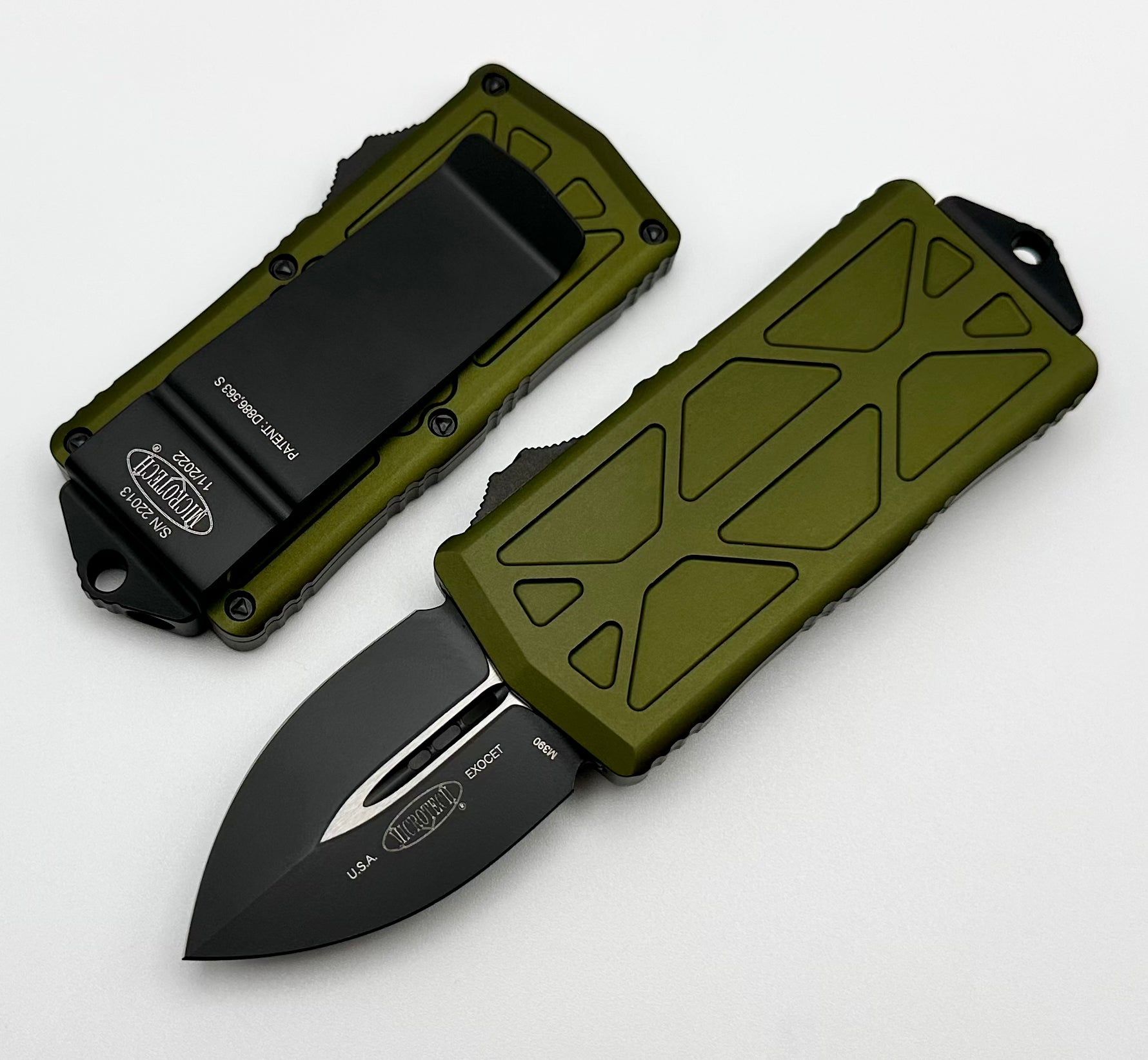 Premium Microtech Exocet OD Green & Black Automatic Knife