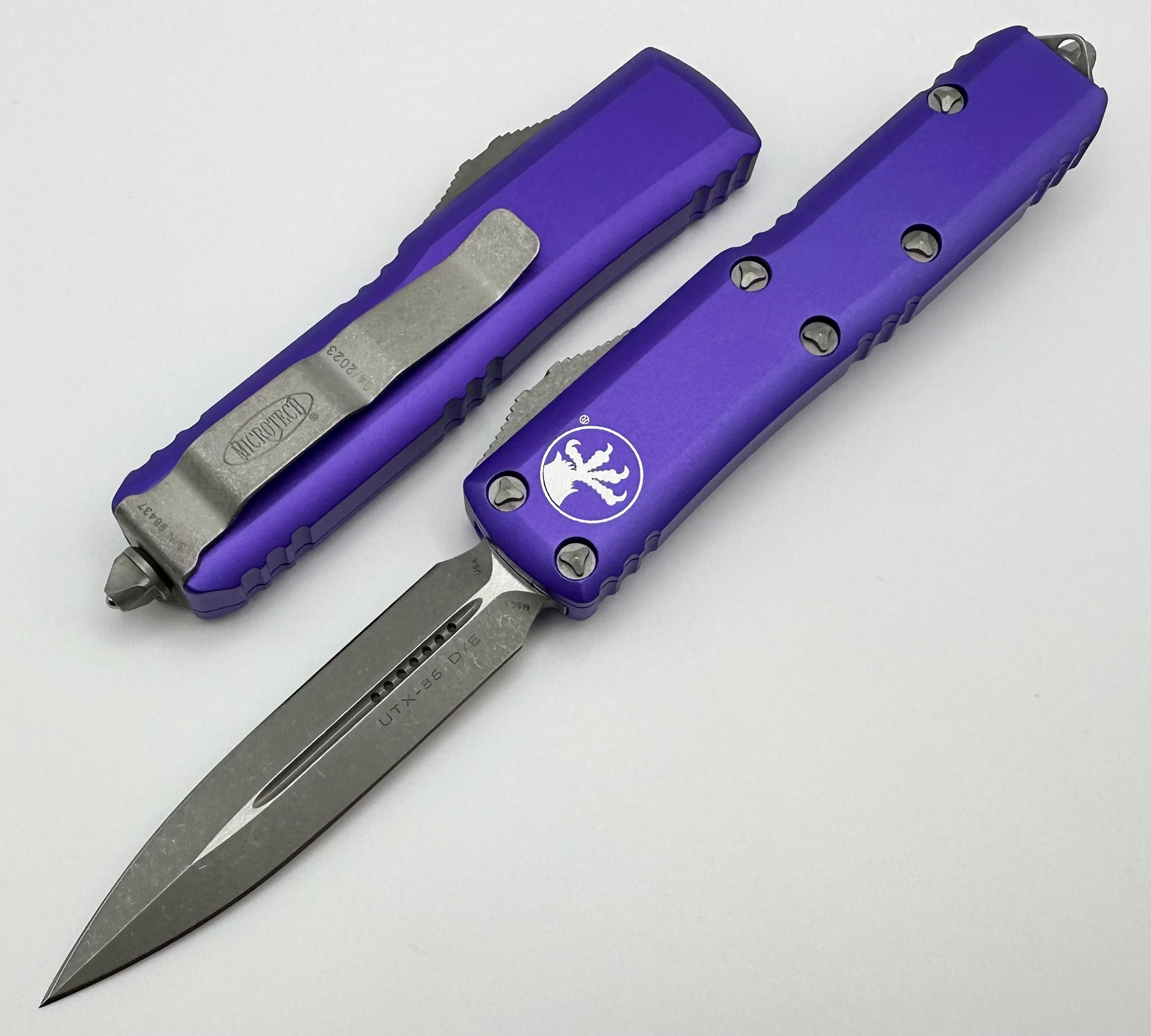 Microtech UTX-85 Double Edge Apocalyptic EDC Knife - Premium Purple Finish