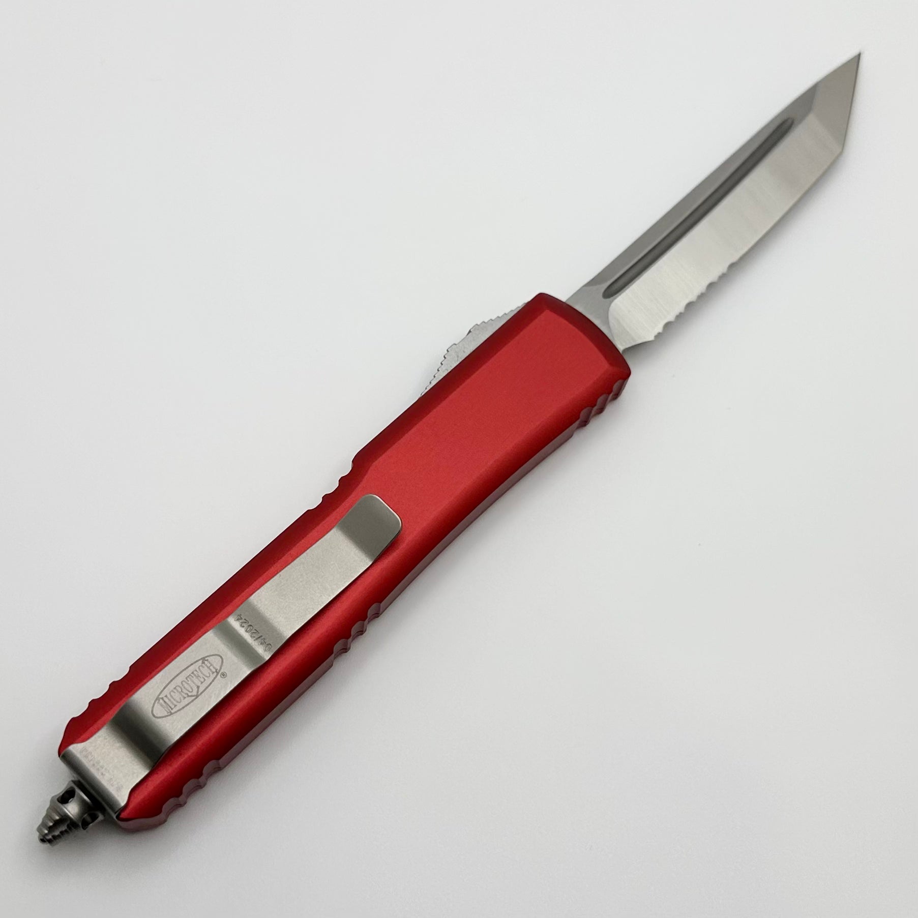 Microtech Ultratech Tanto Satin Partial Serrated & Red 123-5RD - Premium Tactical OTF Knife