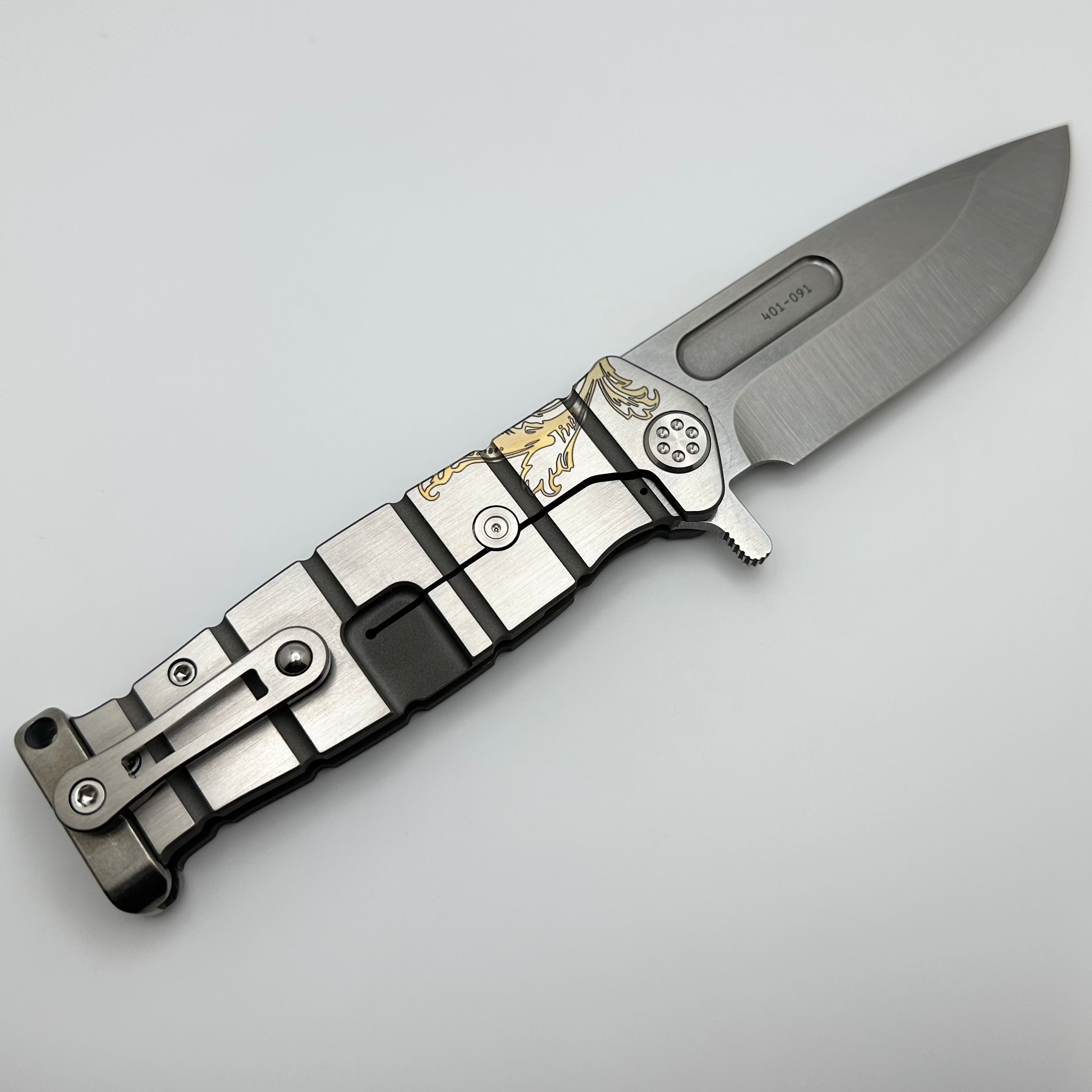 Medford Fighter Flipper - Premium S45VN Blade with USMC Laurel Leaf Filigree Handles