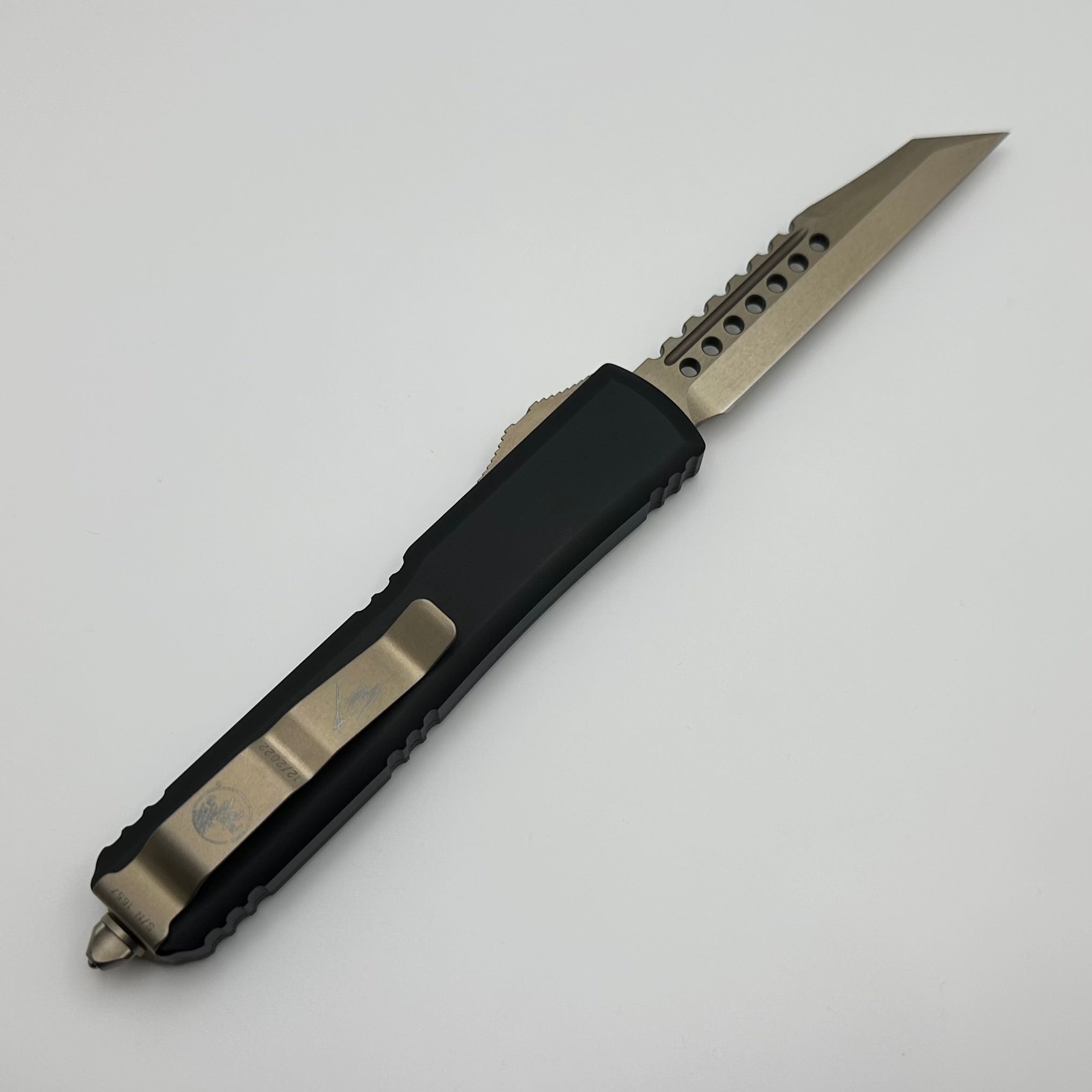 Premium Microtech Ultratech Warhound Bronze & Black OTF Knife - Pre-Owned