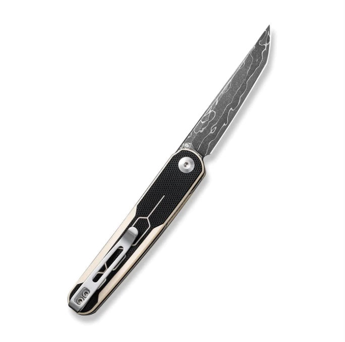 Civivi KwaiQ Premium Flipper Knife - Ivory/Black G-10 Handle with Damascus Blade