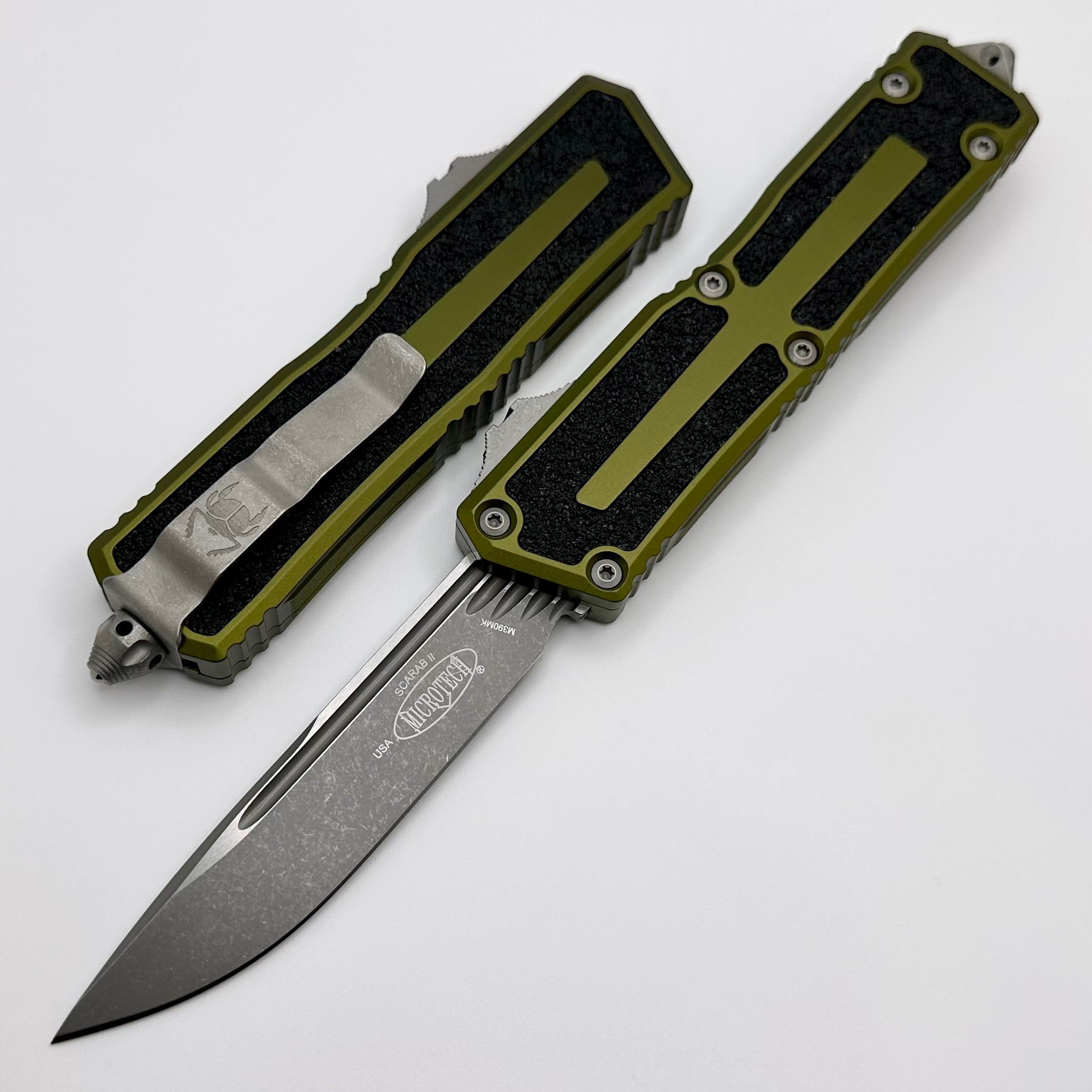 Microtech Scarab 2 Gen 3 OD Green Apocalyptic OTF Knife - Ultimate Tactical Blade