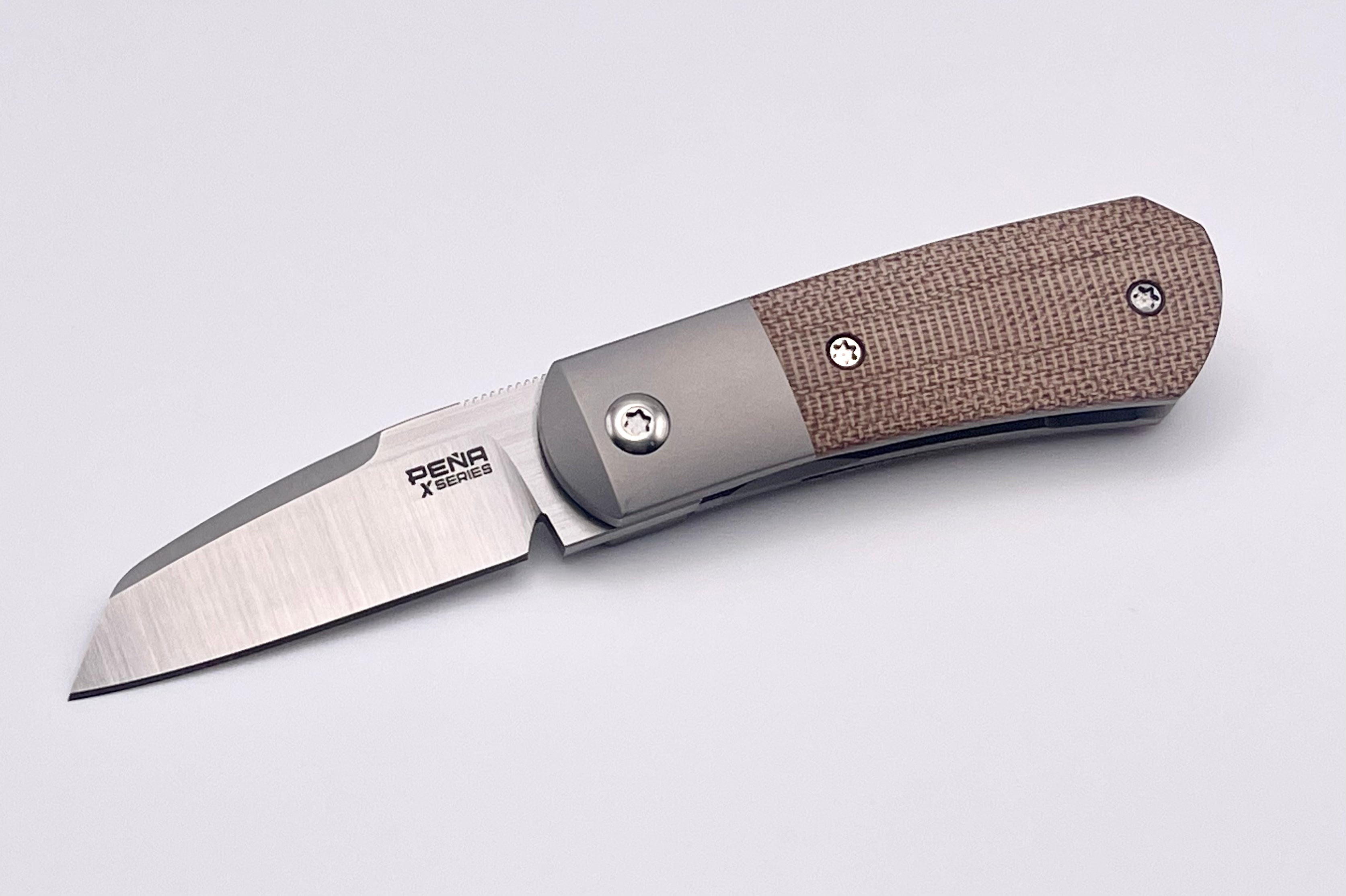 Premium Pre-Owned Pena Knives X-Series Micro Apache - Brown Micarta Handle