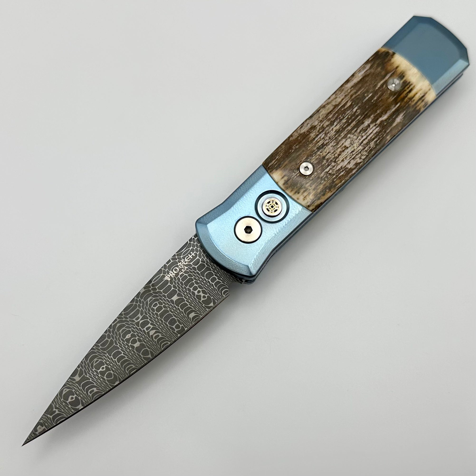 Pro-Tech Godson Premium Folding Knife with Damascus Blade & Mastodon Inlays