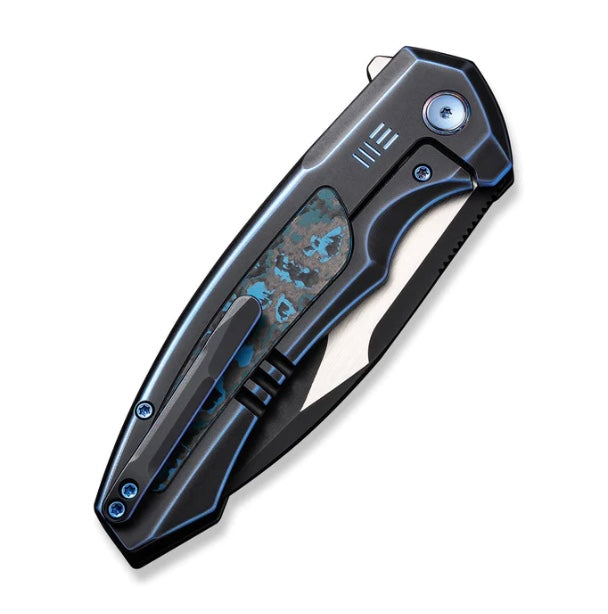 Premium We Knife Hyperactive Flipper - Titanium Handle with Arctic Storm Fat Carbon & Vanax Blade