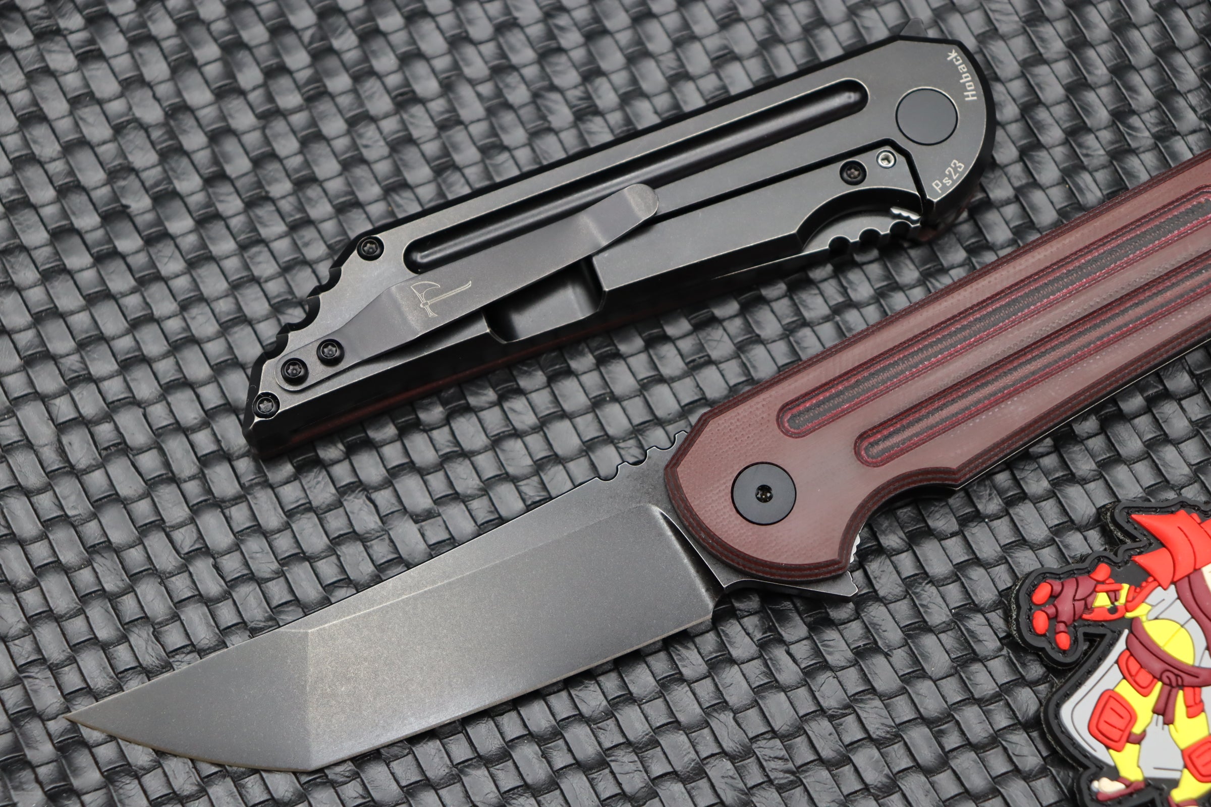 Jake Hoback Kwaiback MK6 Premium Tactical Knife - Red SureTouch & DLC M390 Blade