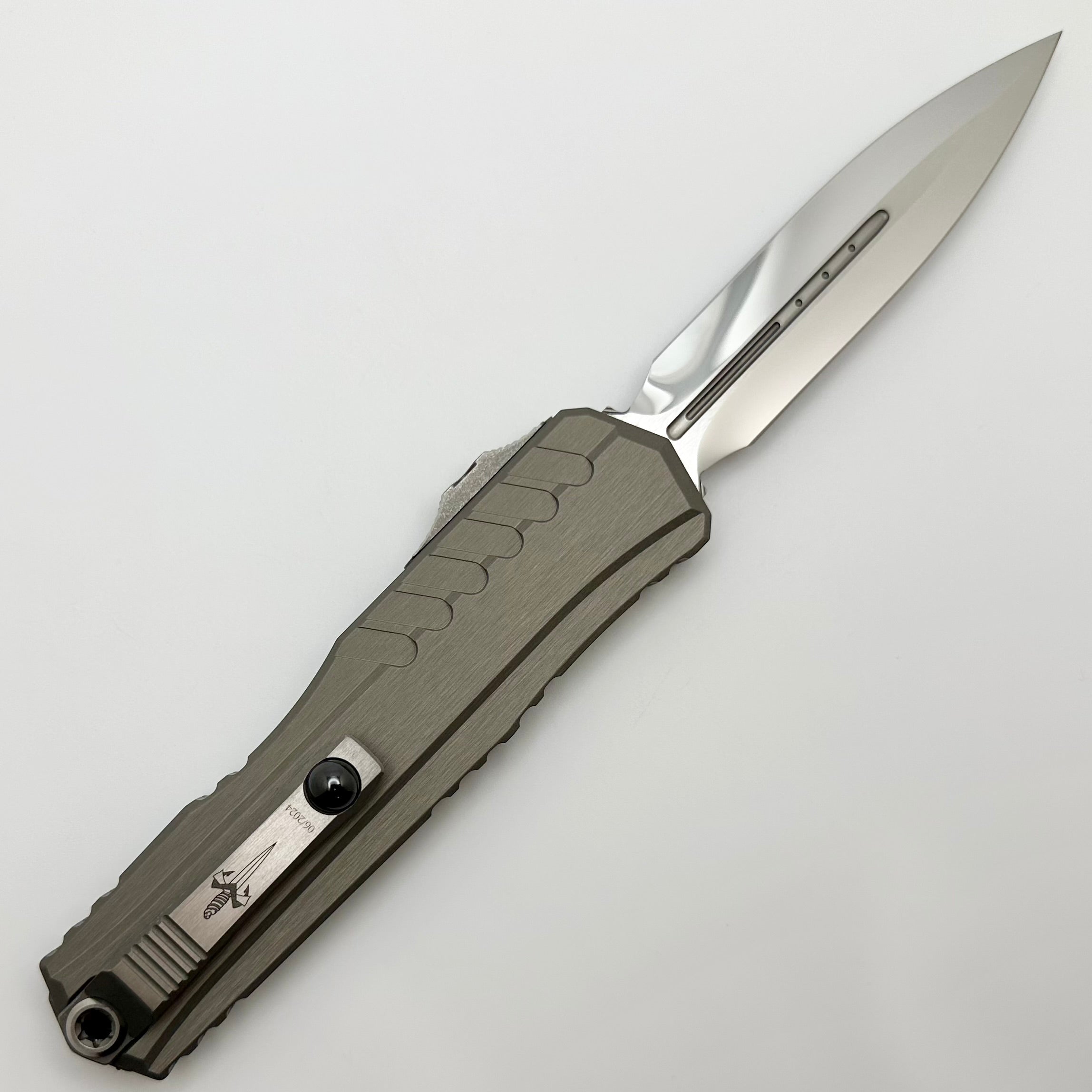 Premium Marfione Custom Cypher II D/E Knife - Mirror Polish & Natural Handle with Apocalyptic Hardware