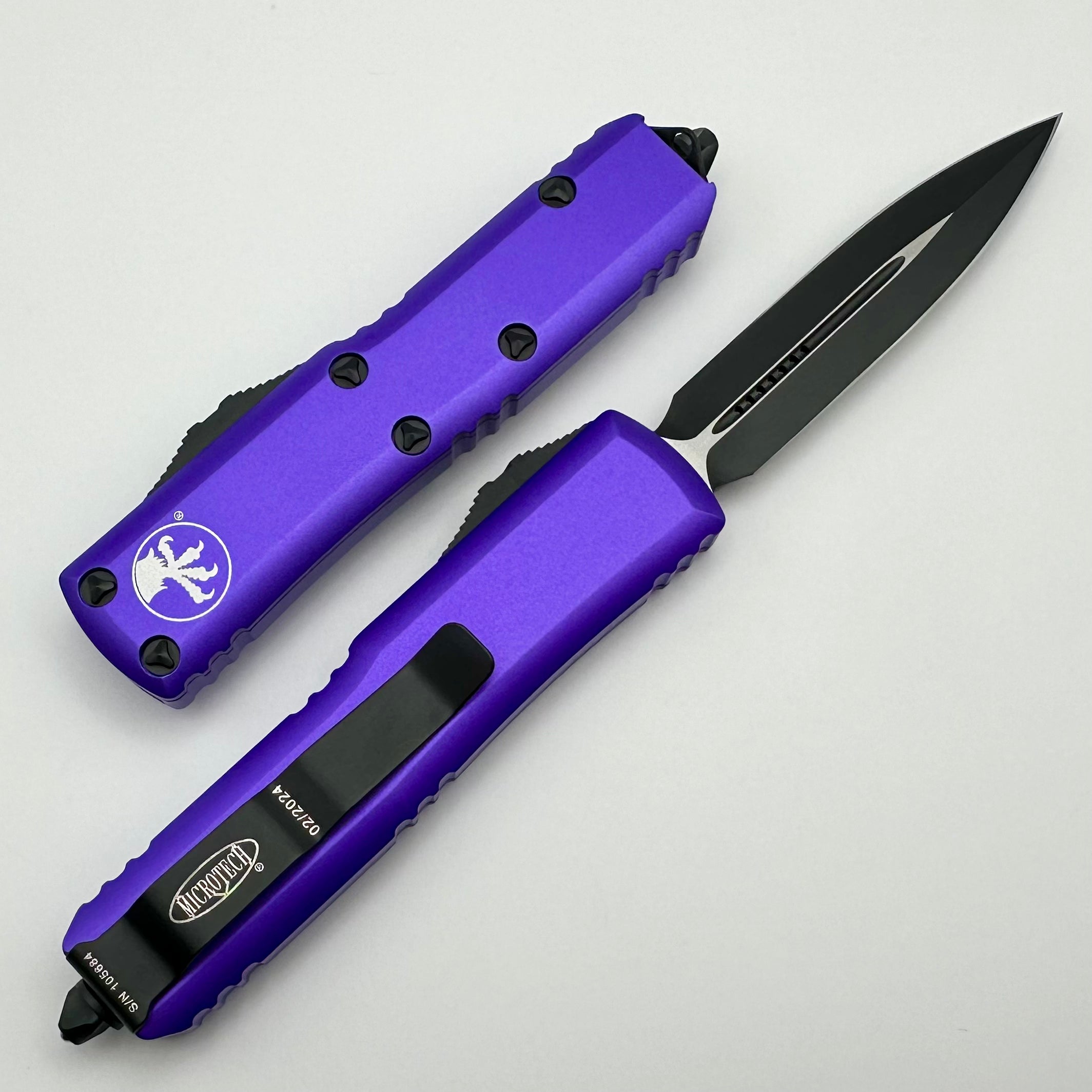 Microtech UTX-85 Double Edge Tactical Knife - Black & Purple