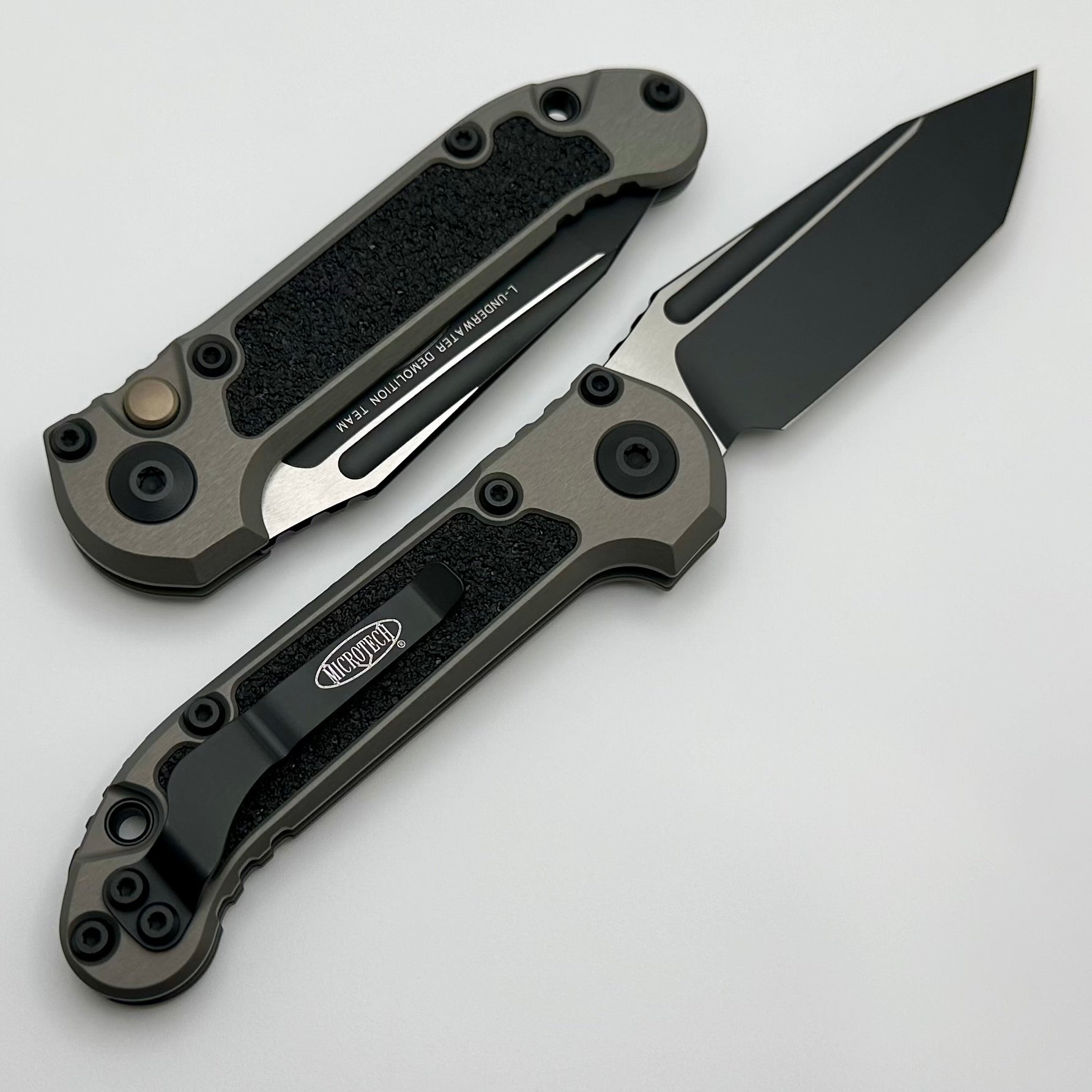 Premium Microtech LUDT Gen III Tactical Knife - Black Tanto Blade with Natural Clear Handle