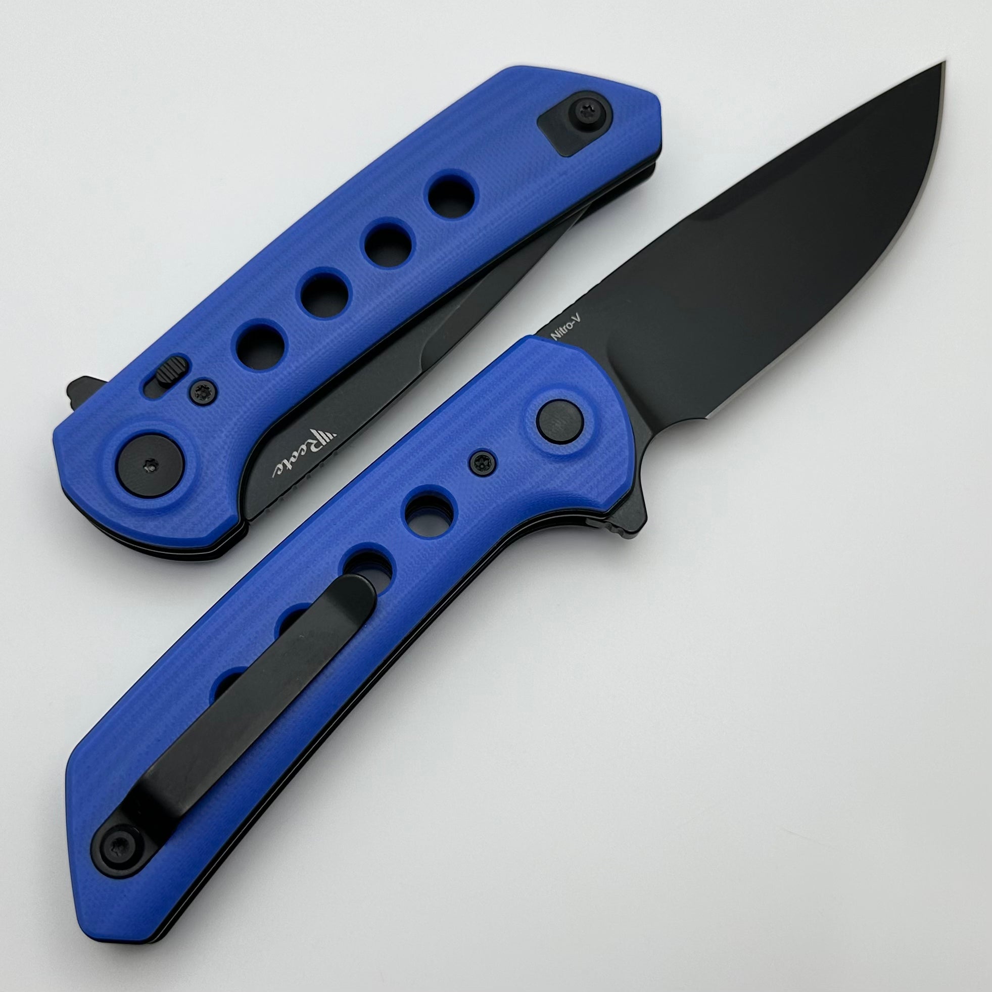 Reate Knives PL-XF Ultimate Folding Knife - Blue G-10 Handles & PVD Nitro-V Blade