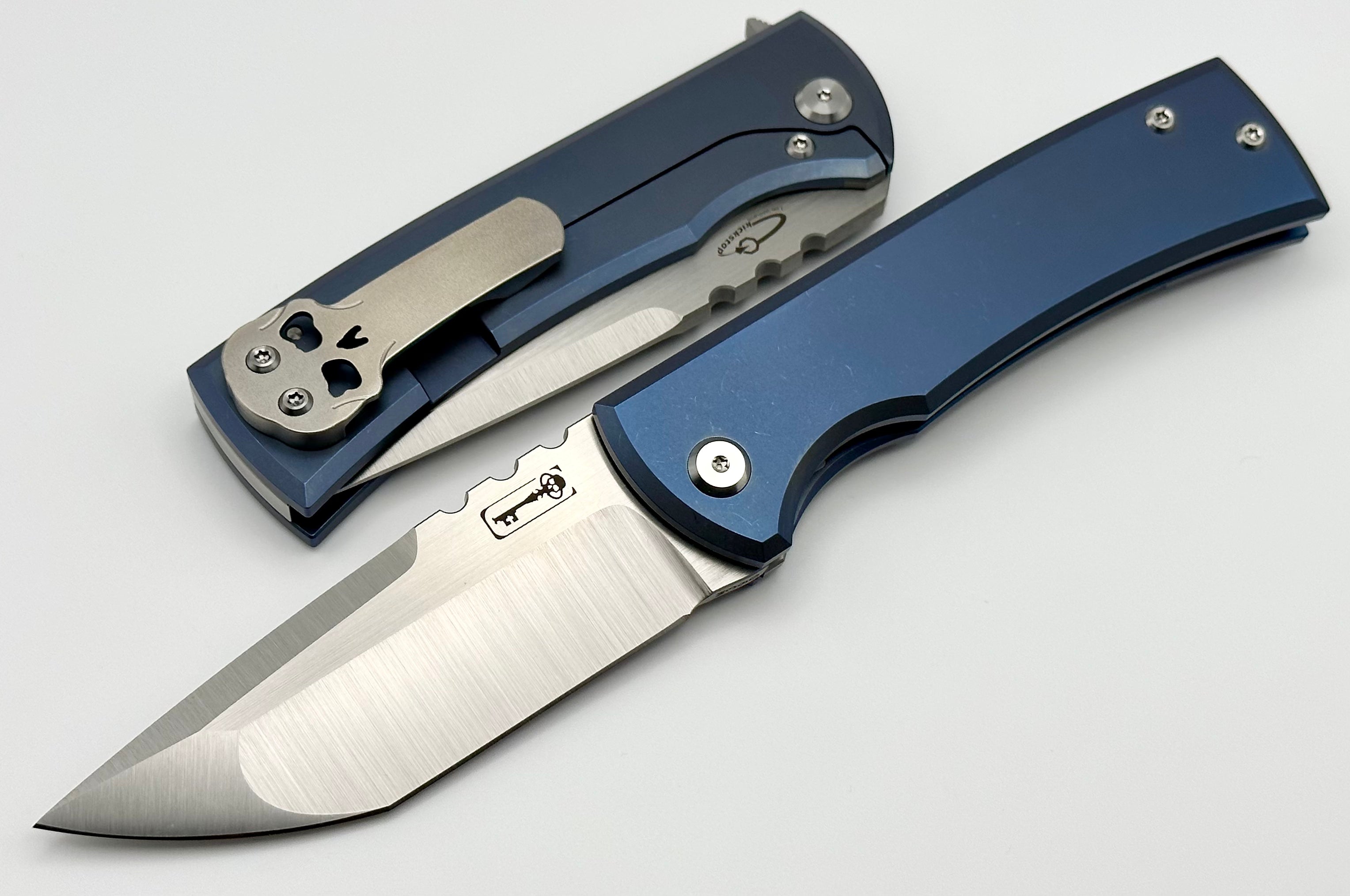 Chaves Knives Redencion 229 Kickstop Exclusive - Blue Titanium & M390 Tanto Blade