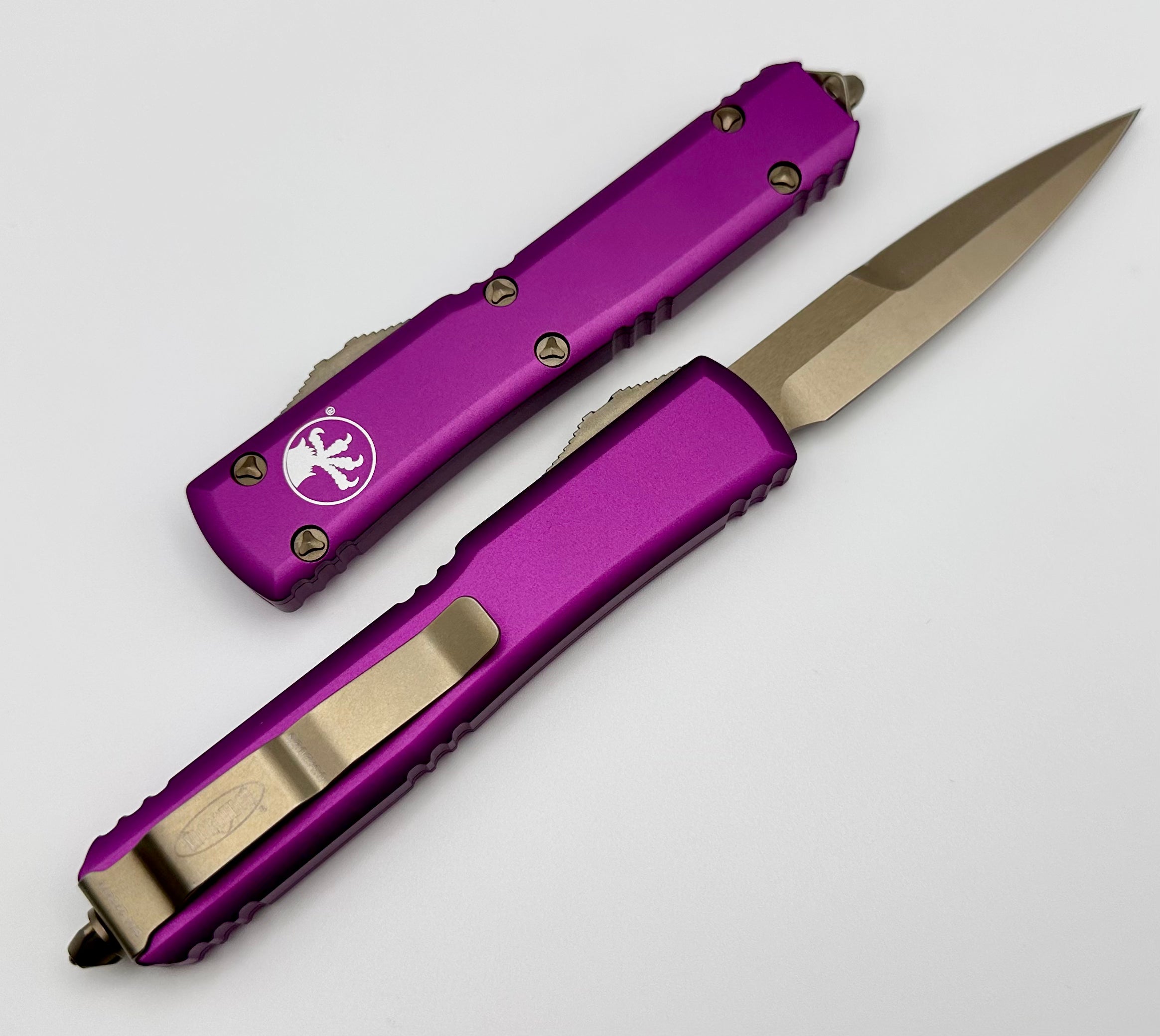 Microtech Ultratech Premium OTF Knife - Bronze & Violet Bayonet Grind