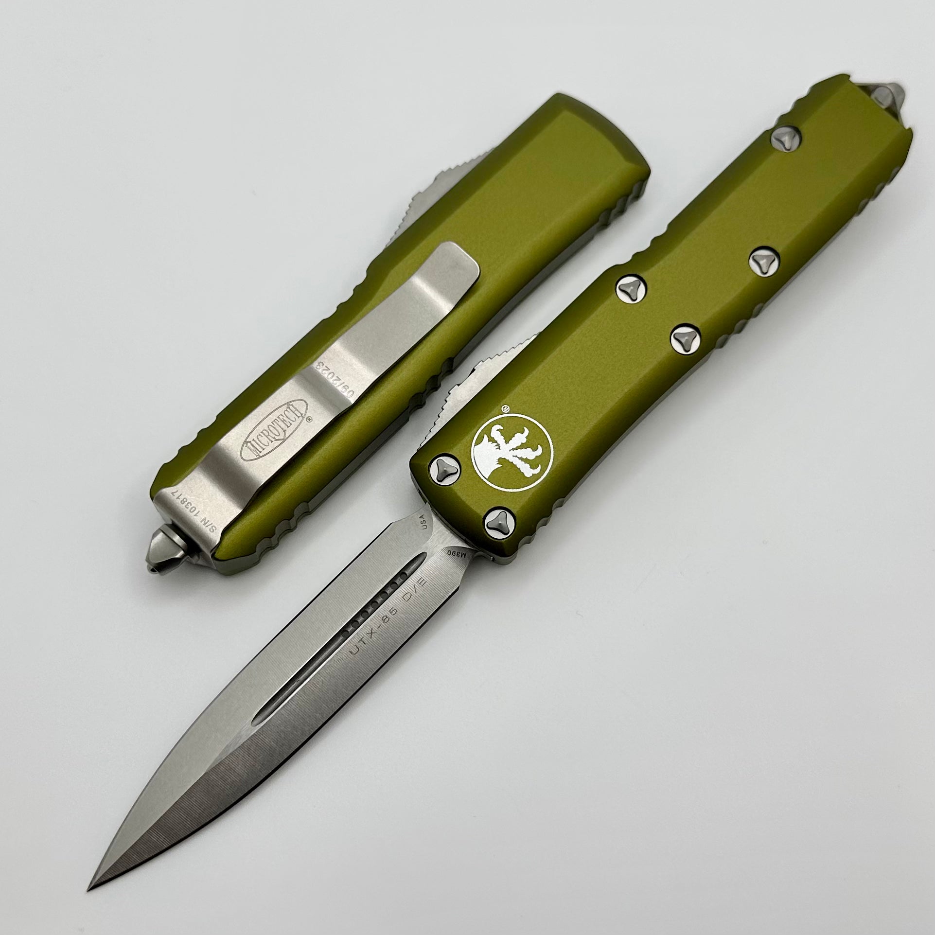 Microtech UTX-85 Double Edge Stonewash EDC Knife - Premium OD Green Finish