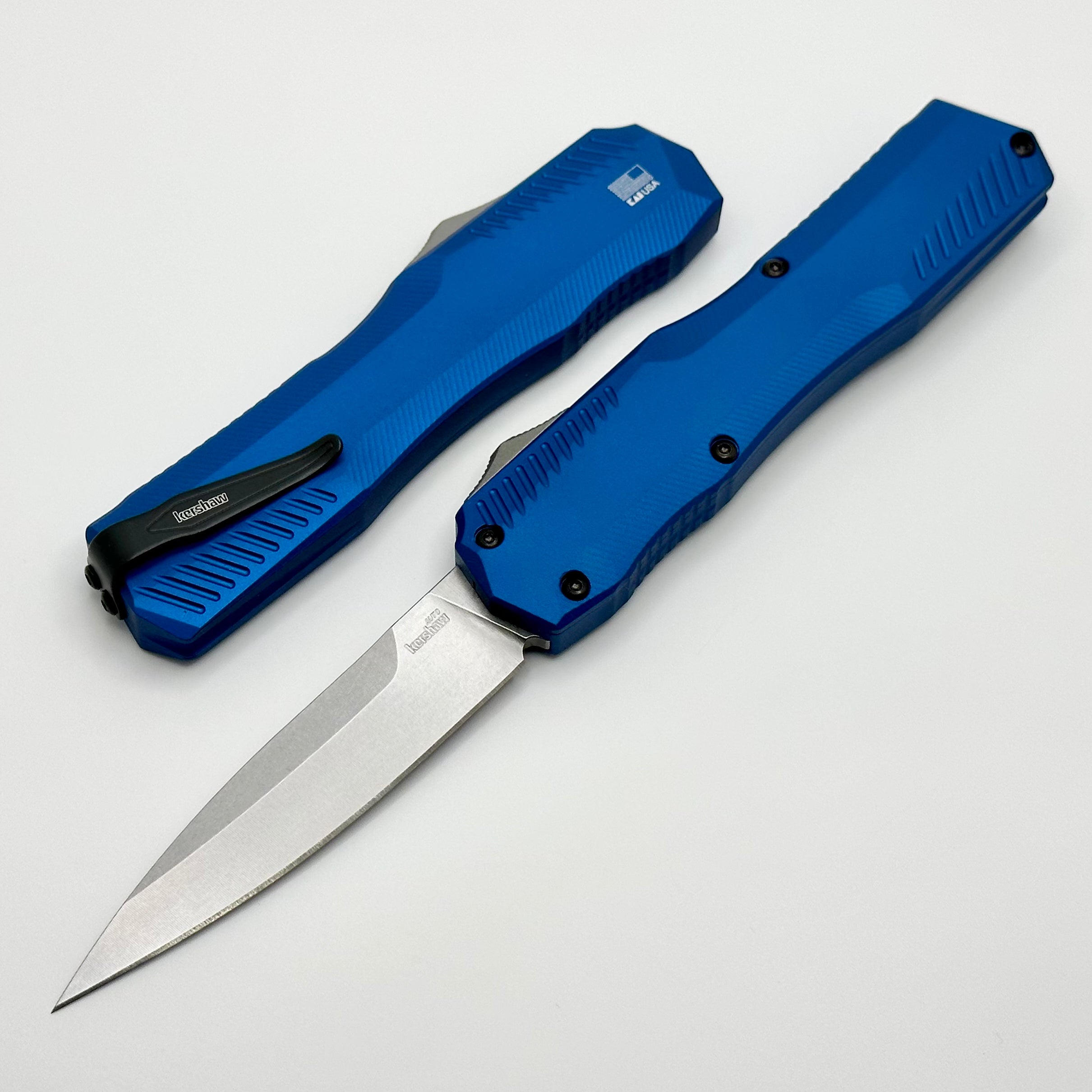 Kershaw Livewire Premium OTF Automatic Knife - Blue Aluminum & MagnaCut