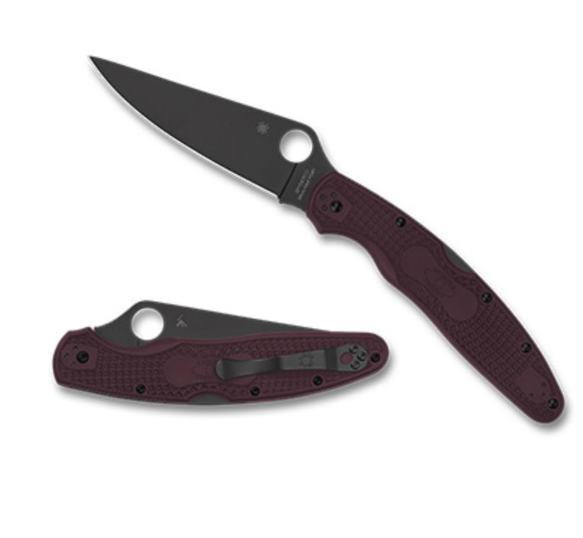 Premium Spyderco Police 4 Sprint Run: Burgundy FRN & Micro-Melt PD#1