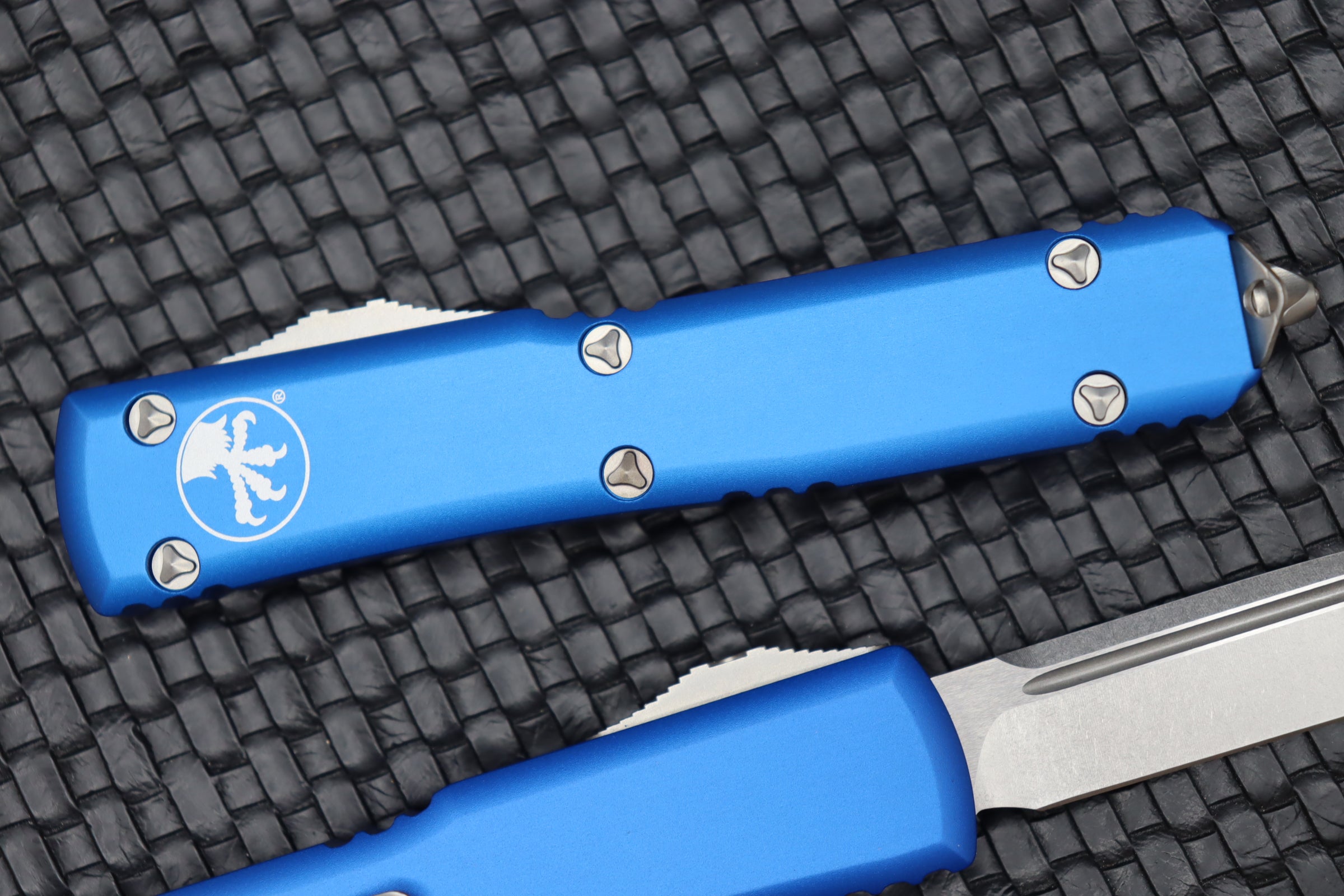 Microtech Ultratech Premium Single Edge Tactical Knife - Stonewash Blue