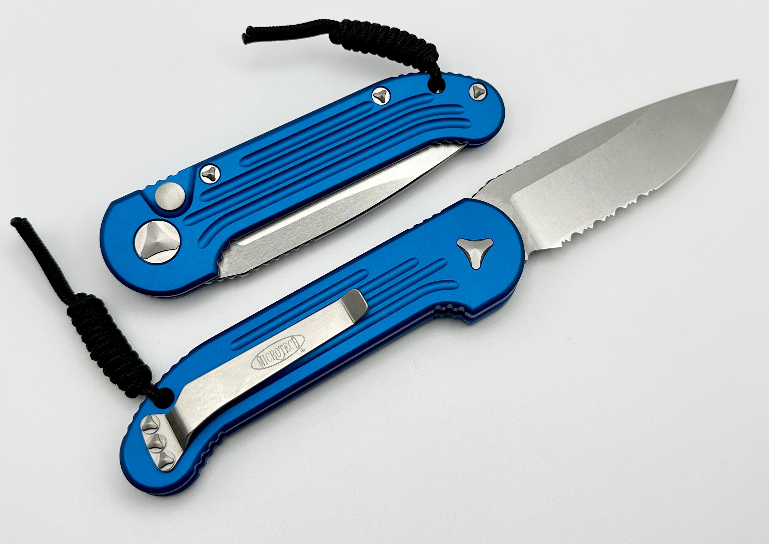 Microtech L.U.D.T Ultimate Tactical Folding Knife - Blue Partial Serrated Stonewash