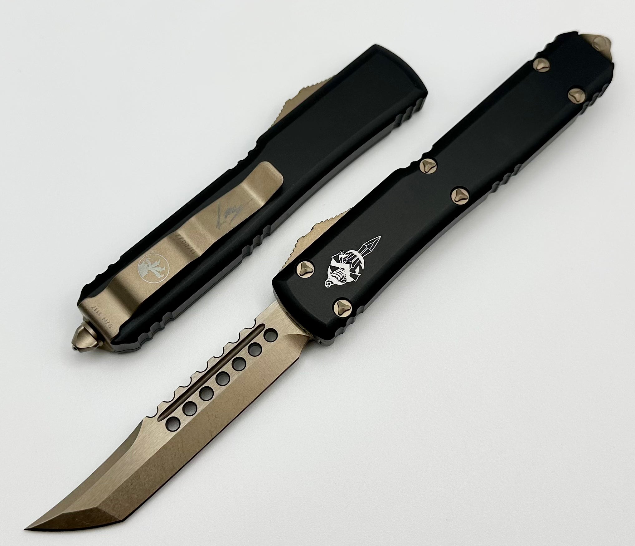 Microtech Ultratech Hellhound Bronze Standard & Black 119-13S | Premium Tactical OTF Knife