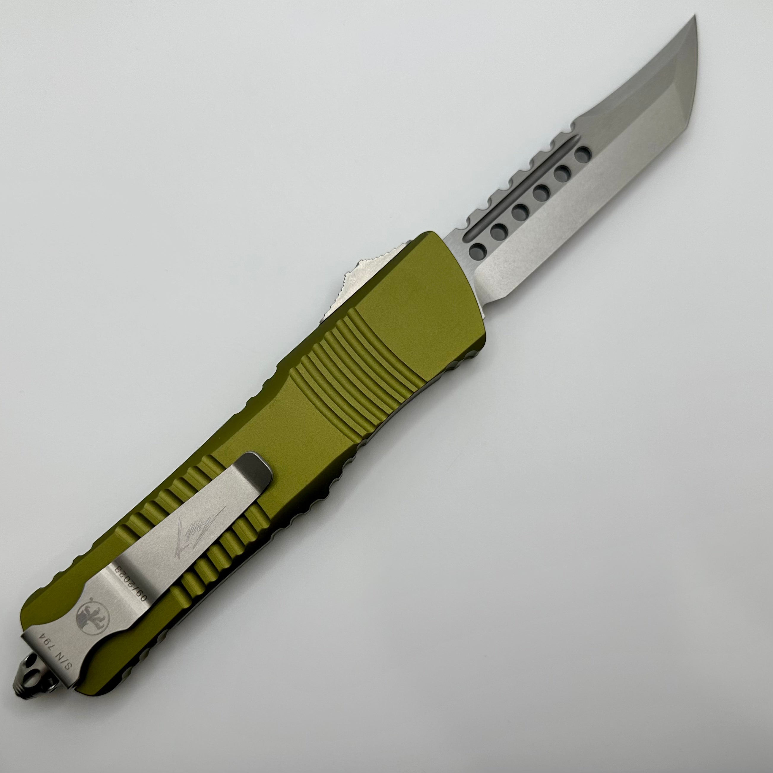 Premium Microtech Combat Troodon Hellhound OD Green Stonewash Tactical Knife