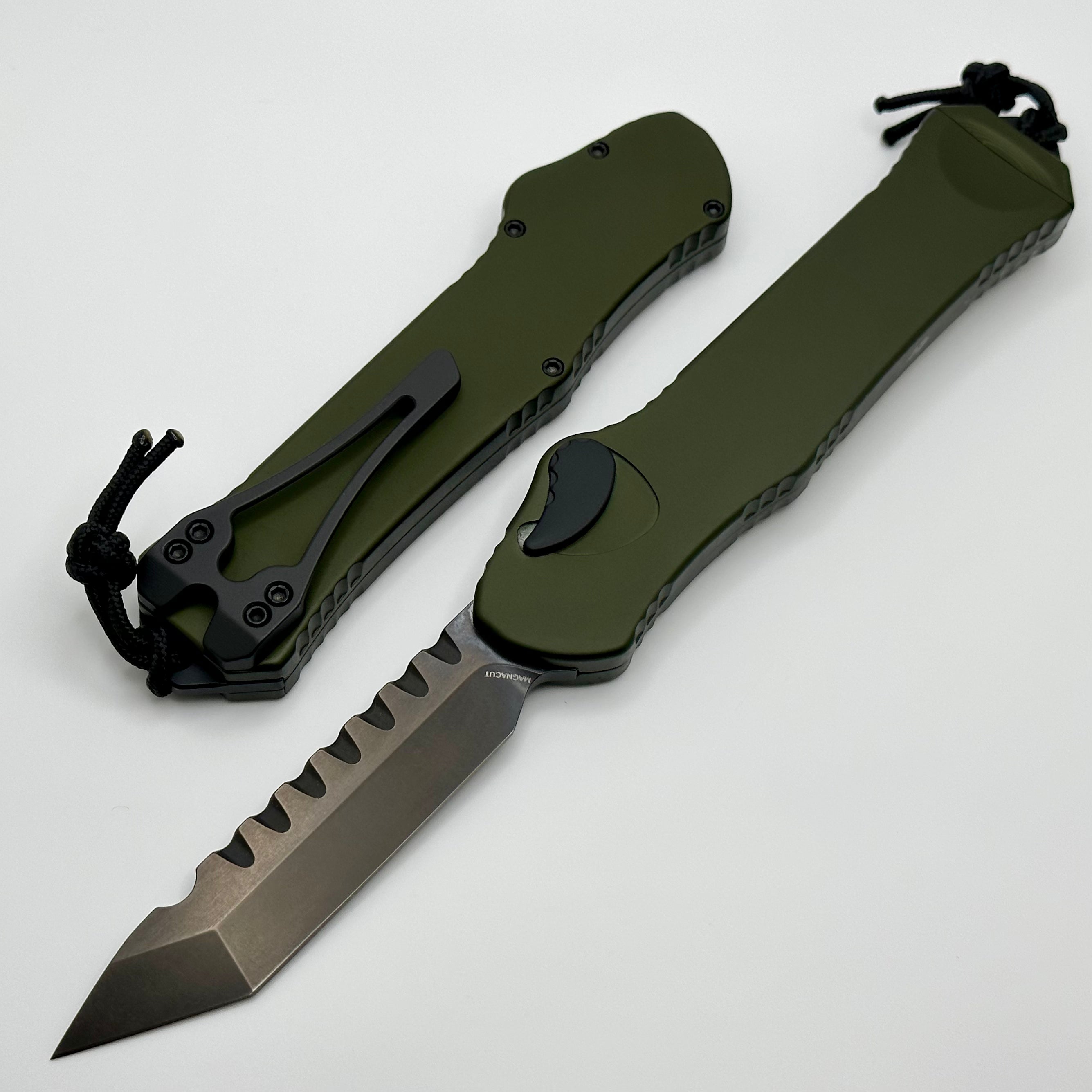 Heretic Hydra V3 Premium Tactical Knife - OD Green Aluminum Handle & DLC Tanto MagnaCut Blade