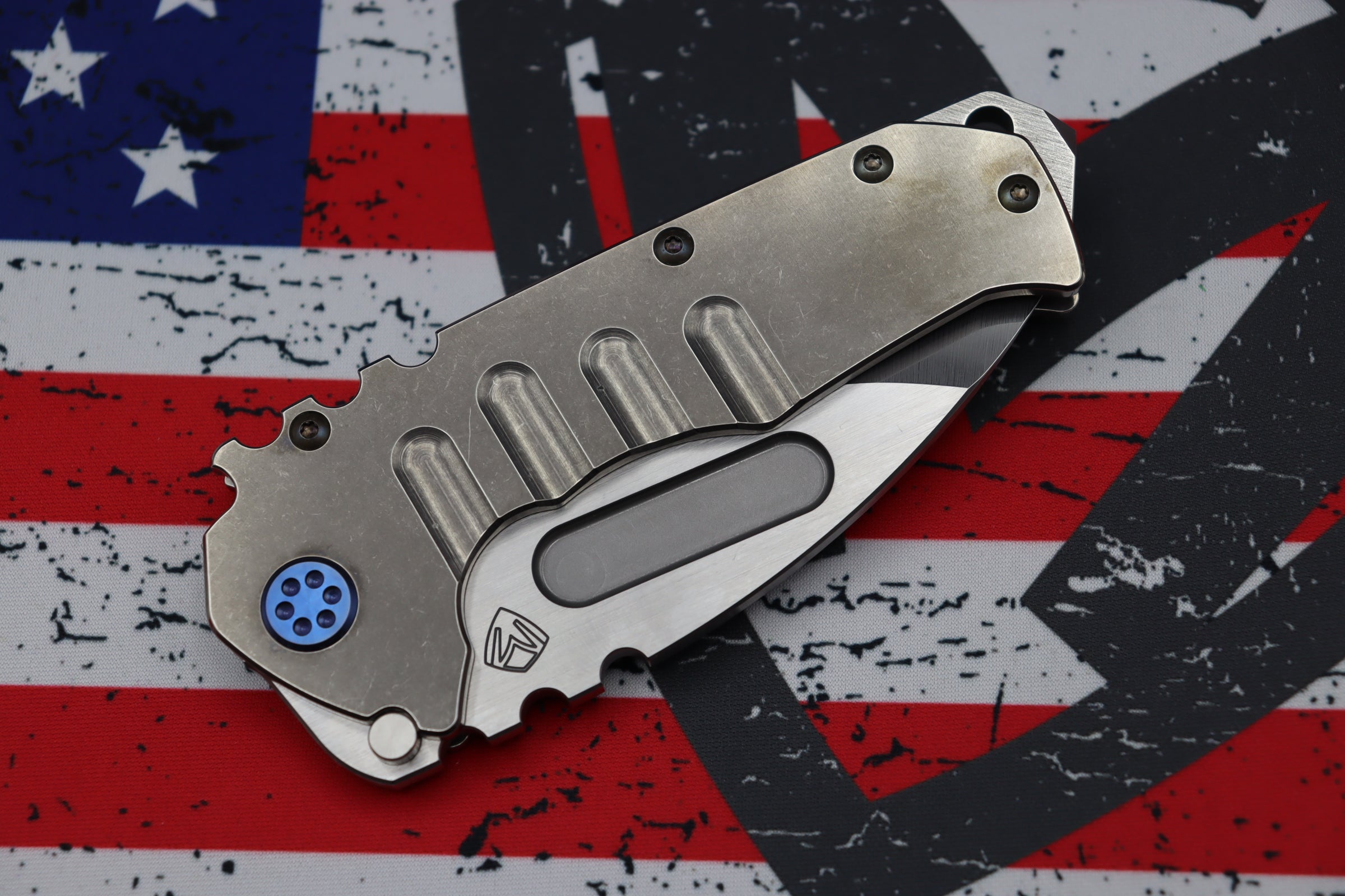 Medford Knife Praetorian T Drop Point - Premium Tactical Blade with Blue Hardware