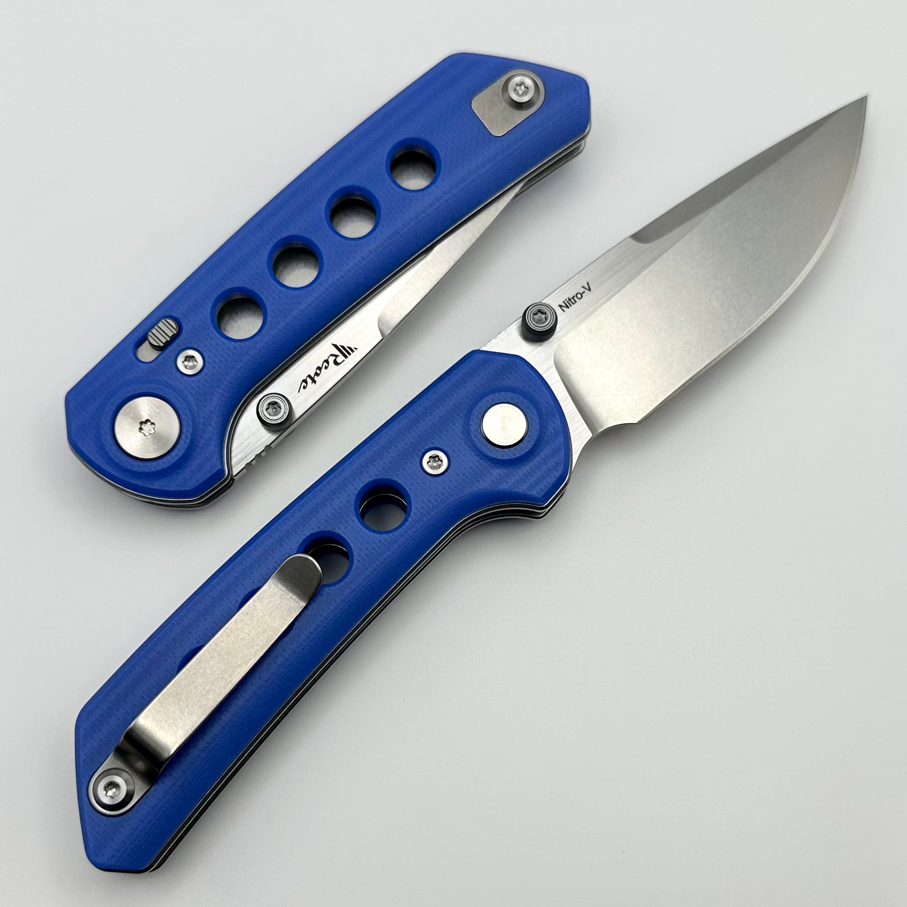 Reate Knives PL-XT Premium Folding Knife - Blue G-10 & Stonewash Nitro-V