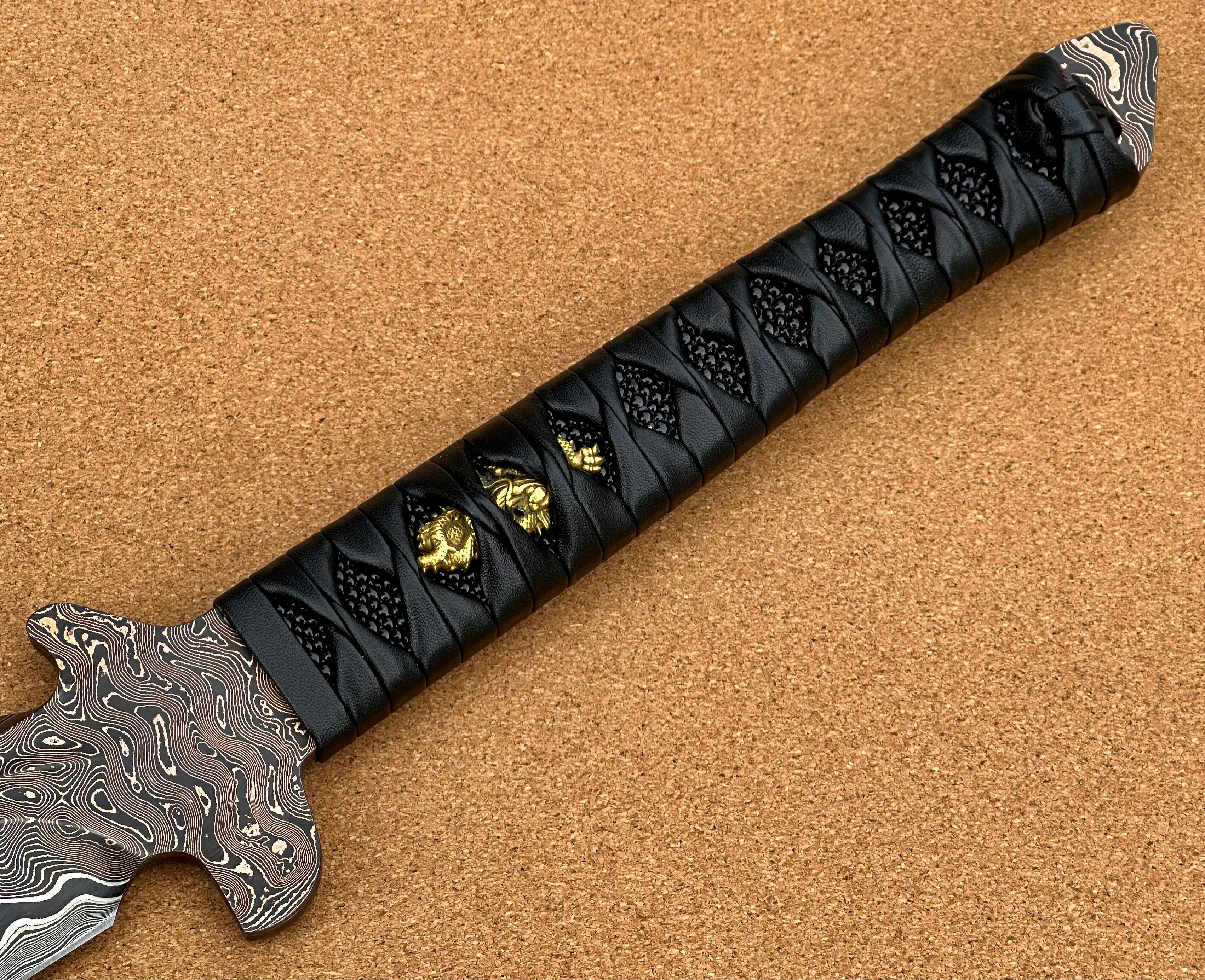 Marfione Custom x JB Blades Ultimate Combat Wakizashi - Premium Damascus Blade & EDO Japan Dragon Handle