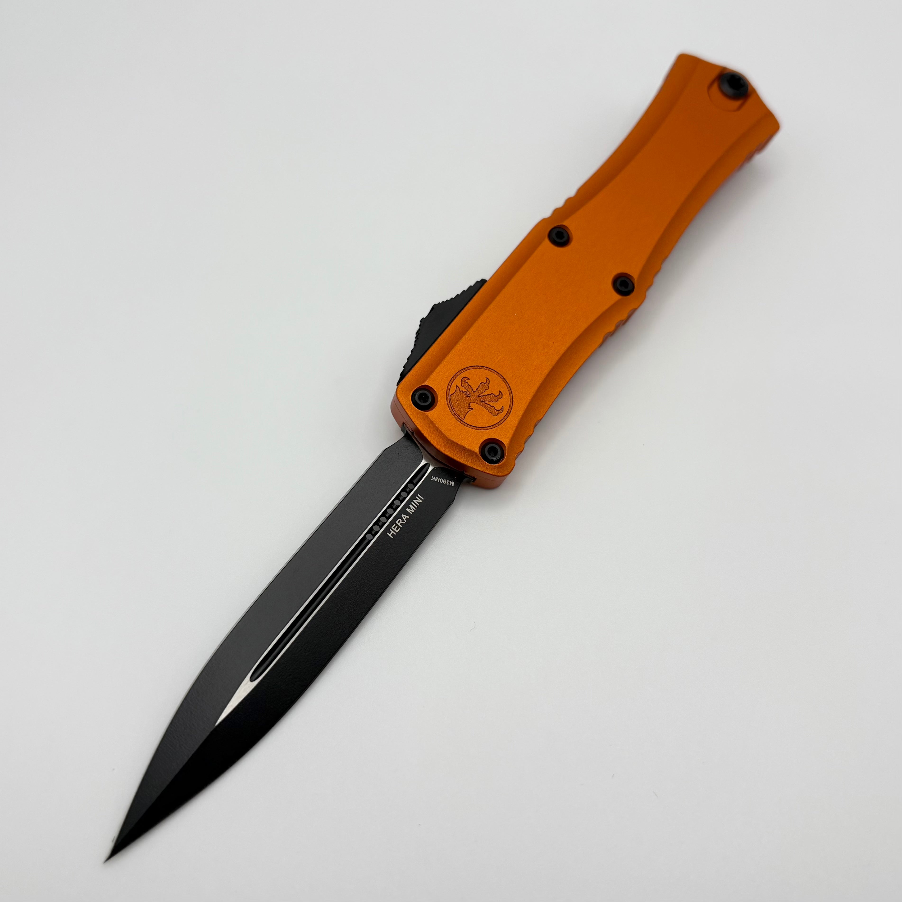 Premium Pre-Owned Microtech Mini Hera 30th Anniversary EDC Knife - Black D/E M390MK with Orange Handle