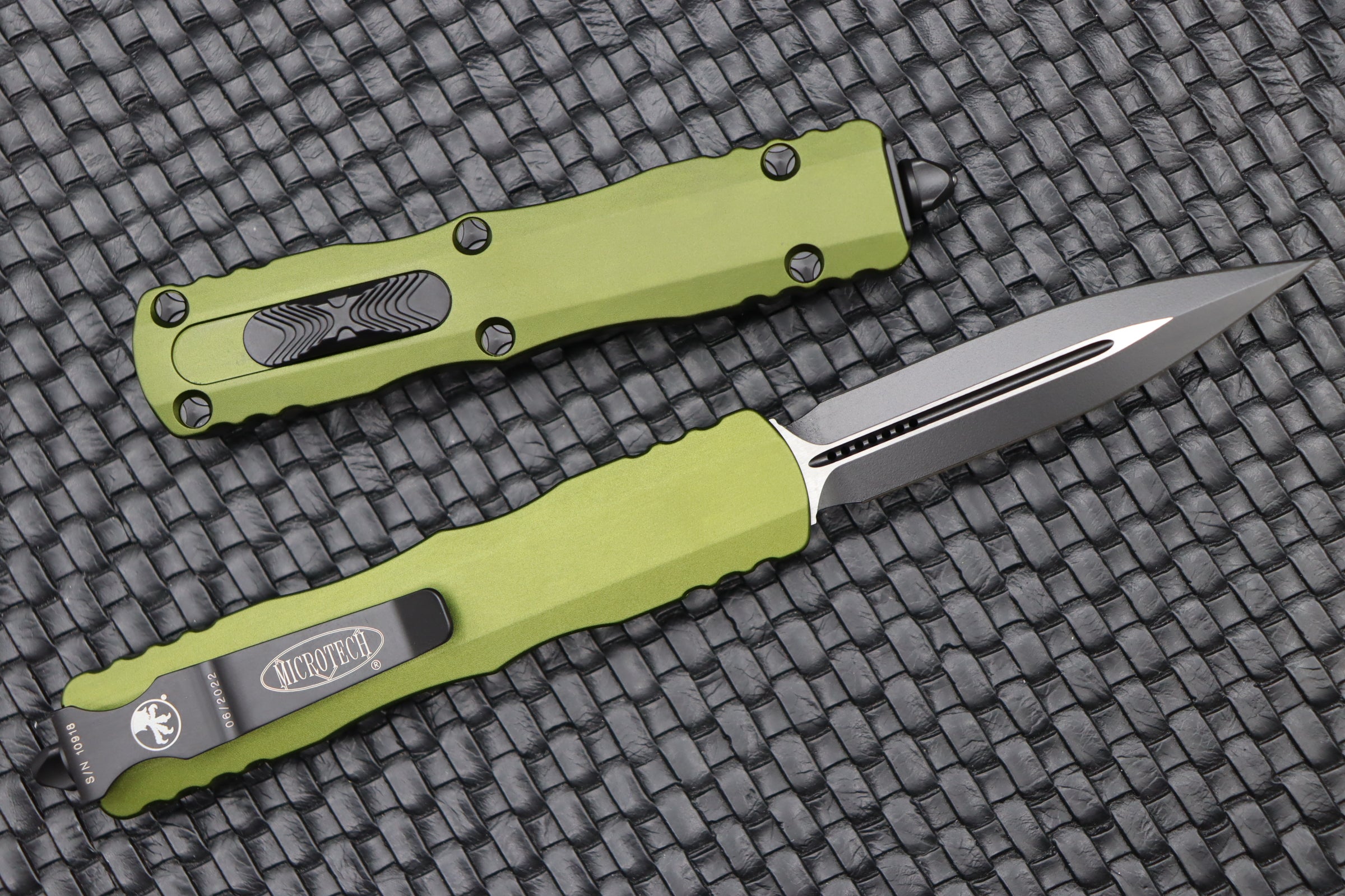 Microtech Dirac Double Edge Tactical Knife - Black & OD Green