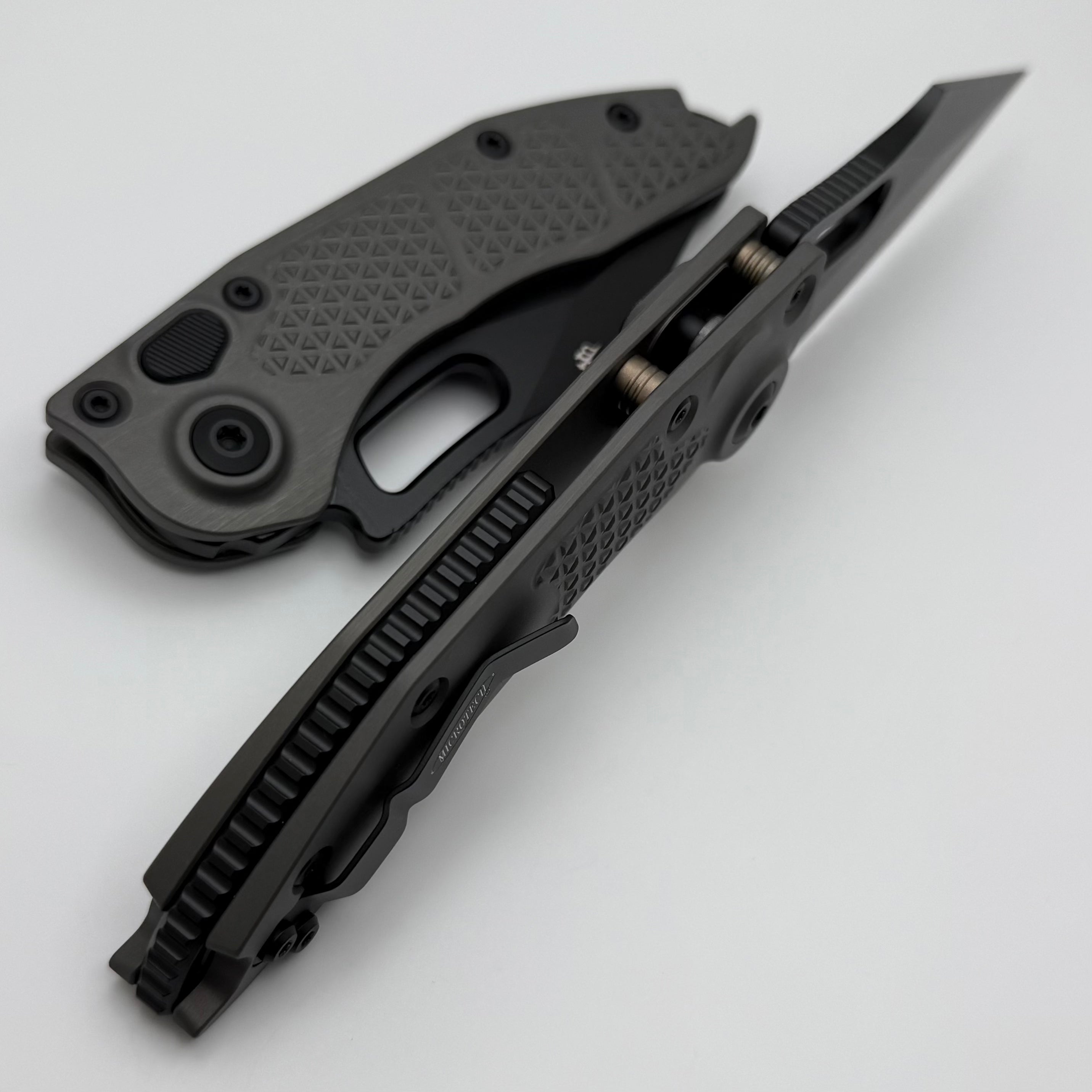 Microtech Borka Stitch Premium Tactical Folding Knife - M390 Steel, Black Finish
