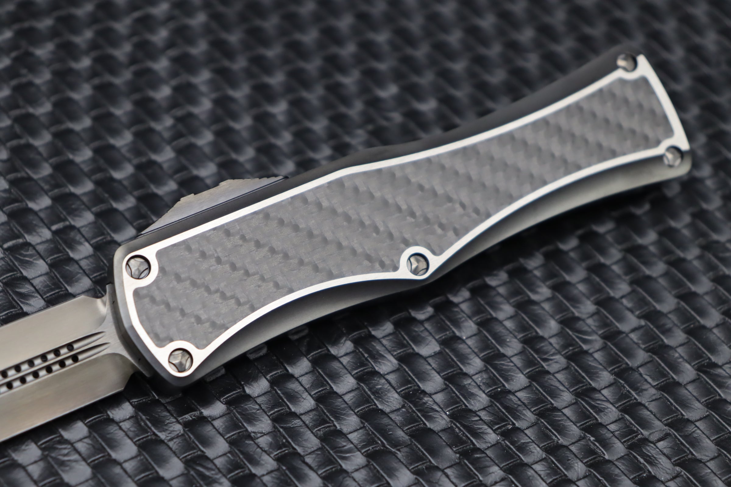 Marfione Hera DLC Satin Tactical Knife - Premium Titanium Handle with Carbon Fiber Inlays