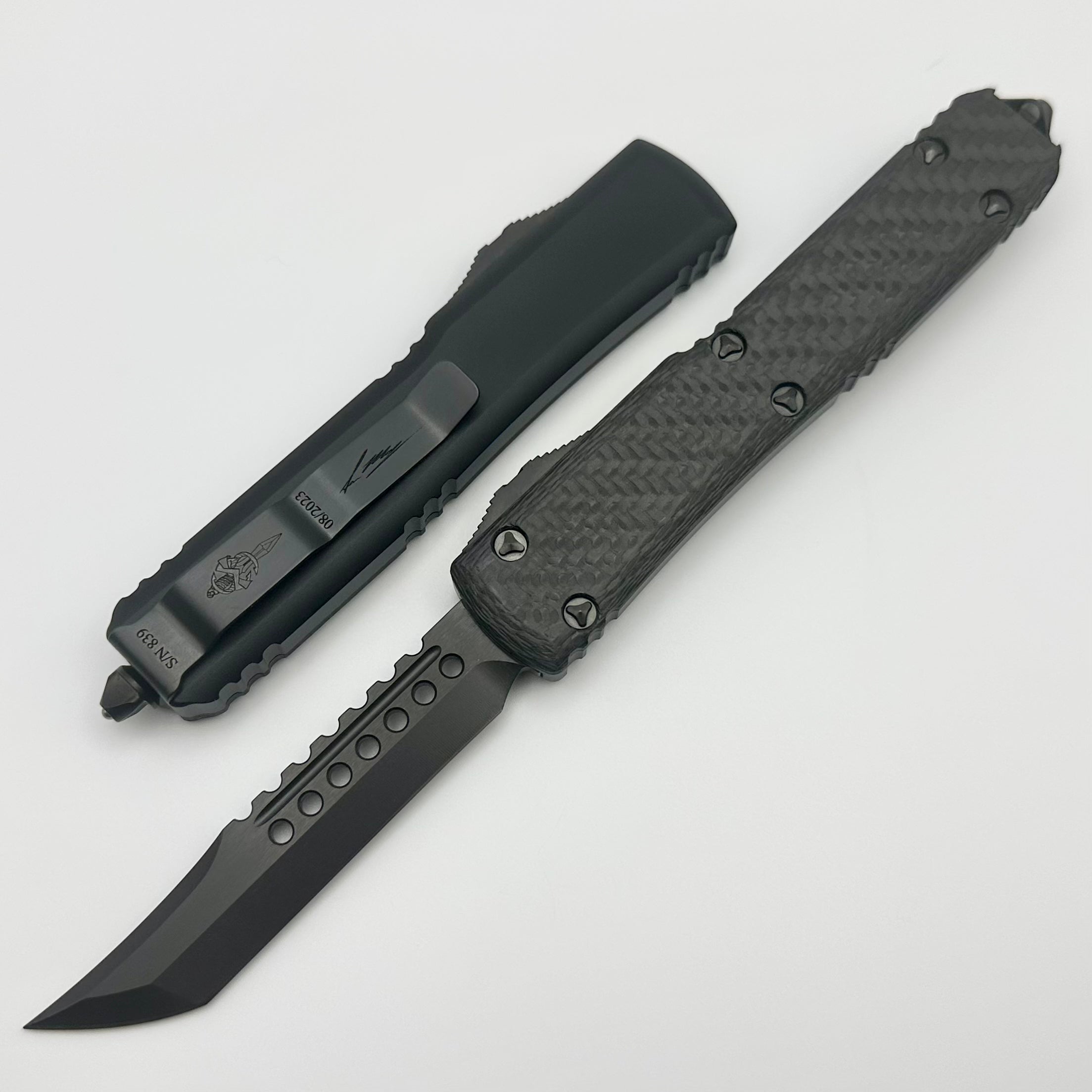 Microtech Ultratech Hellhound DLC Shadow - Premium Carbon Fiber Signature Series