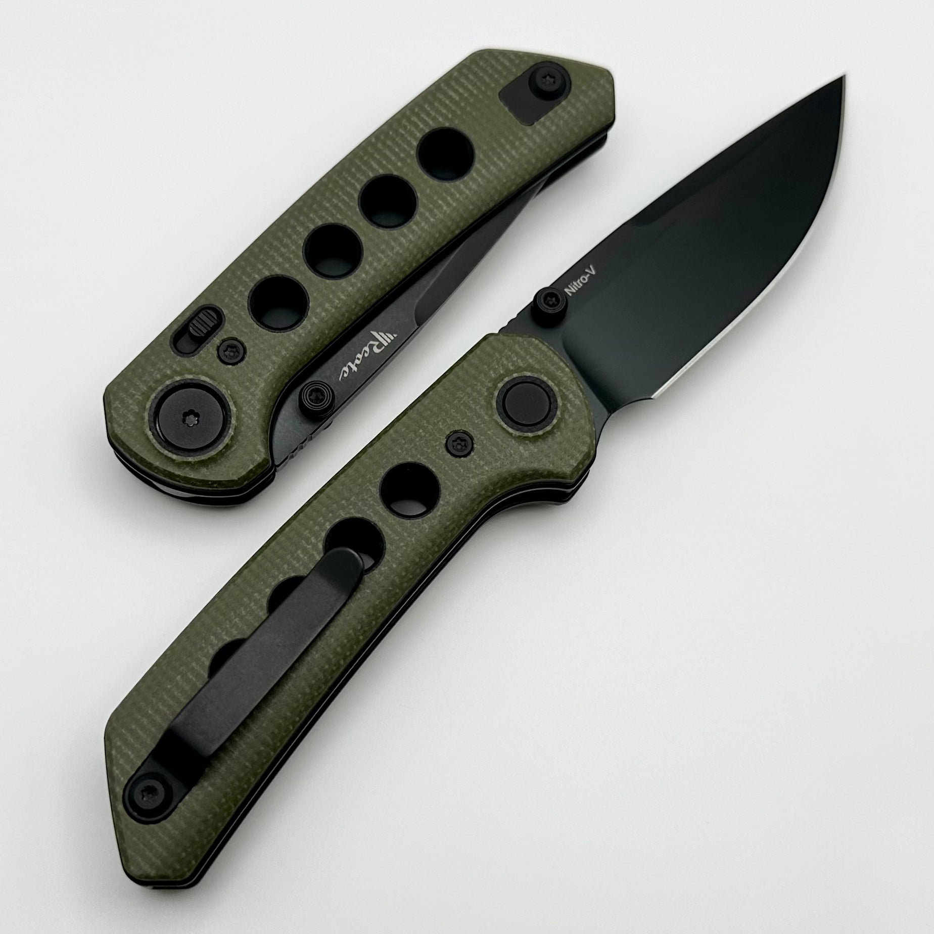 Reate Knives PL-XT Premium Folding Knife - Green Micarta & Black G-10 Inlays