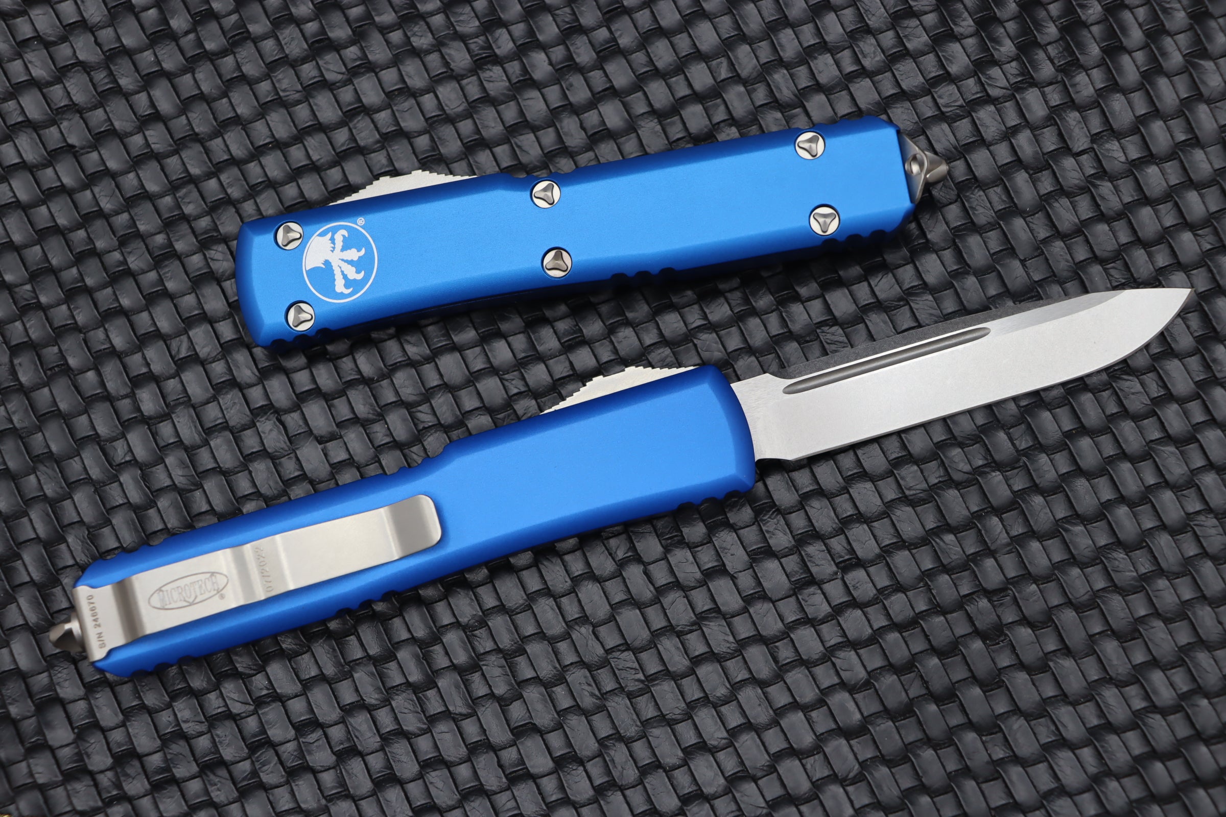 Microtech Ultratech Premium Single Edge Tactical Knife - Stonewash Blue