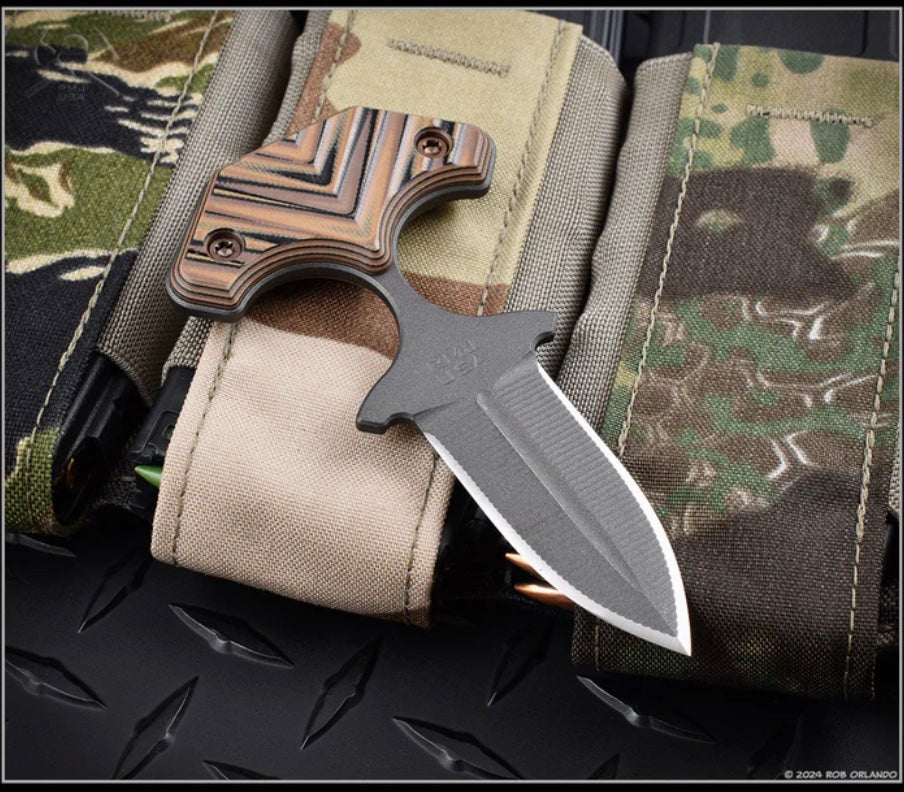 RMJ BUB Ultimate Back Up Blade | Hyena Brown G-10 & Nitro V Fixed Blade